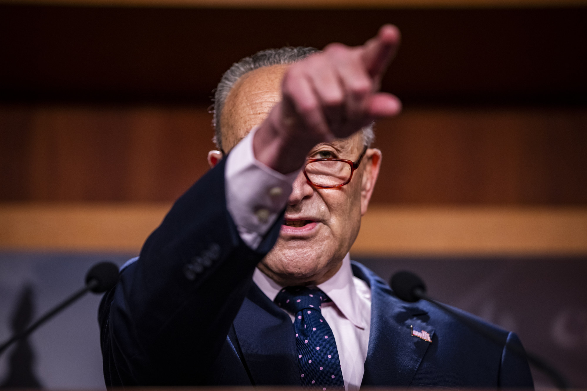 US Senate Majority Leader Chuck Schumer, one of the sponsors of the Innovation and Competition Act of 2021, speaks during a news conference at the US Capitol on August 11. Photo: Bloomberg