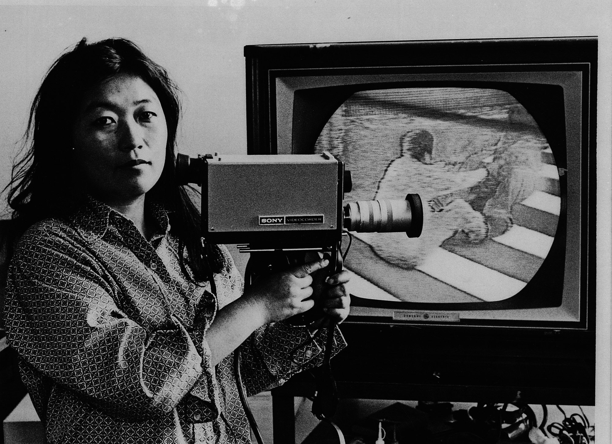Artist Shigeko Kubota in her studio in 1972. Six years after her death, the Museum of Modern Art is mounting a solo exhibition of some of her work.  