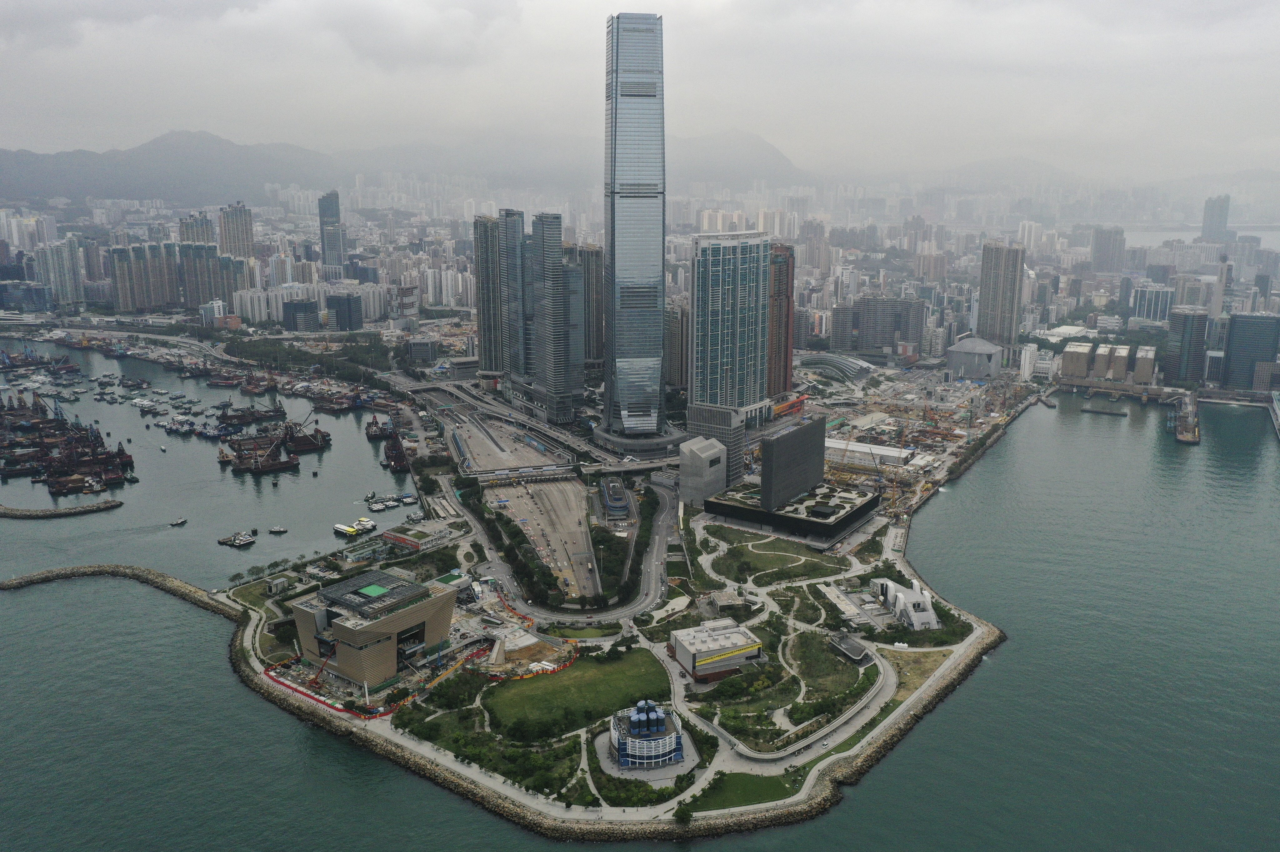 An aerial shot of West Kowloon Cultural District on April 28. Photo: Sam Tsang