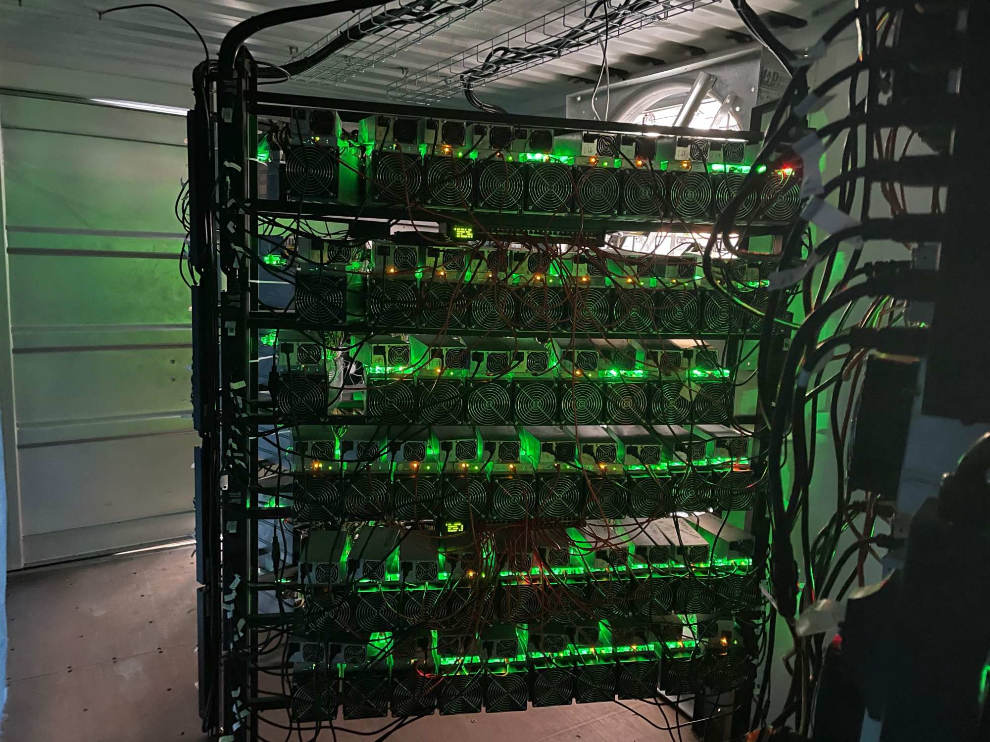 A Bitcoin mining data centre on an oil field in North Texas. Photo: AFP