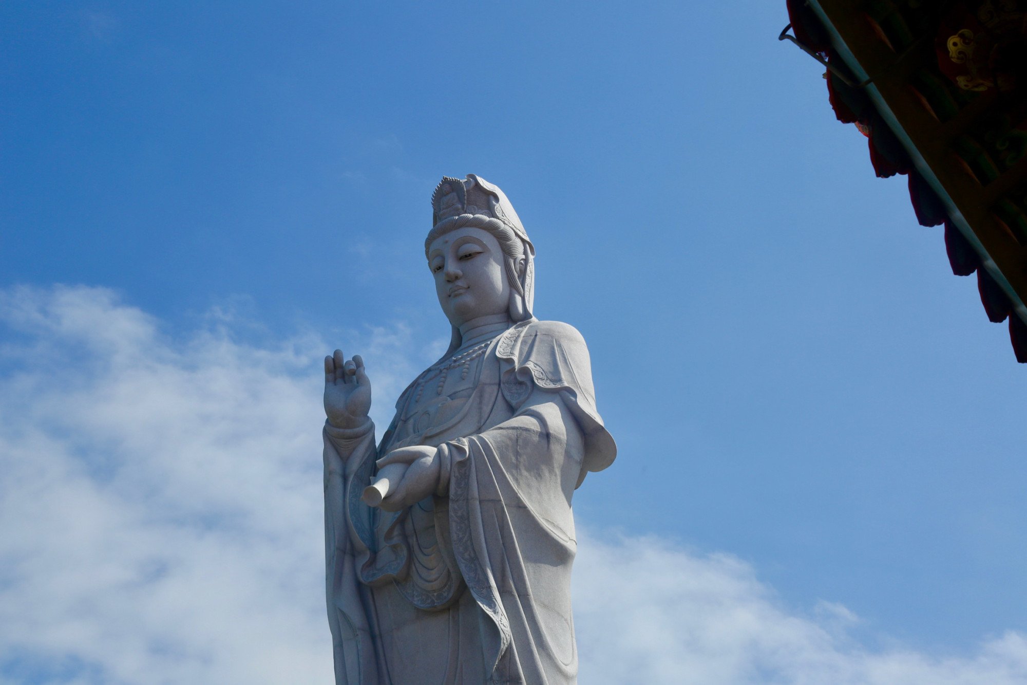 A 25-metre white statue of Guanyin, the Goddess of Mercy, at Vihara Satya Dharma. Photo: Ian Lloyd Neubauer