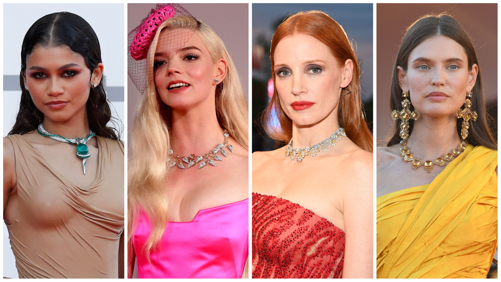 Zendaya, Anya Taylor-Joy and Jessica Chastain wowed with glittering jewellery at the Venice Film Festival. Photos: Reuters, EPA-EFE, Getty Images, AFP