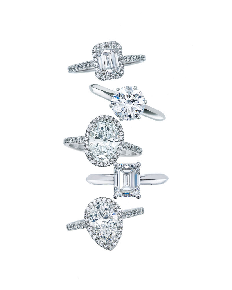 A collection of Tiffany engagement rings.