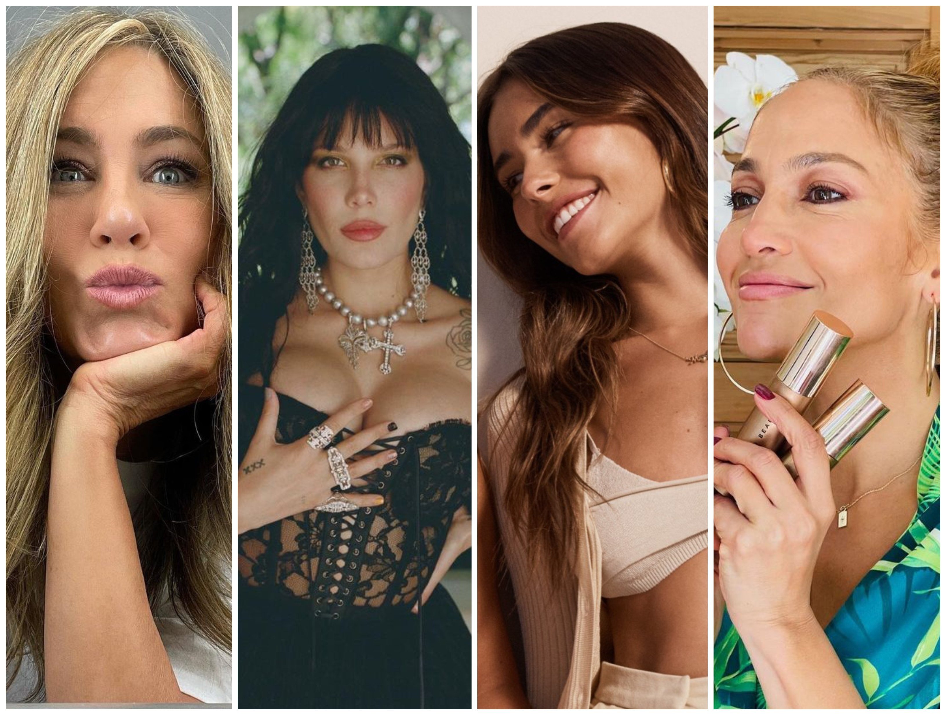 Jennifer Aniston, Halsey Madison Beer and Jennifer Lopez have all launched their own beauty brands. Photos: @jenniferaniston, @iamhalsey, @weareknowbeauty, @jlobeauty/Instagram