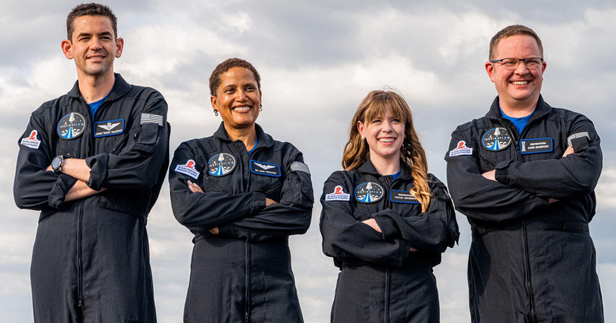 The Inspiration4 crew (from left) Isaacman, Proctor, Arceneaux and Sembroski. Photo: AFP