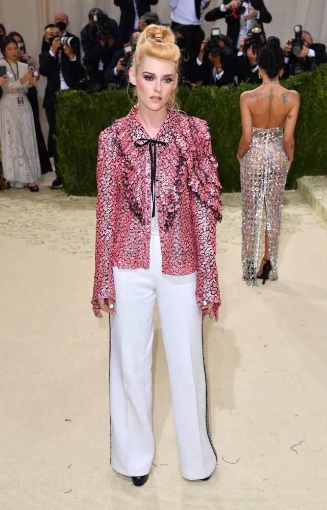 US actress Kristen Stewart arrives for the 2021 Met Gala in a Chanel outfit. Photo: AFP