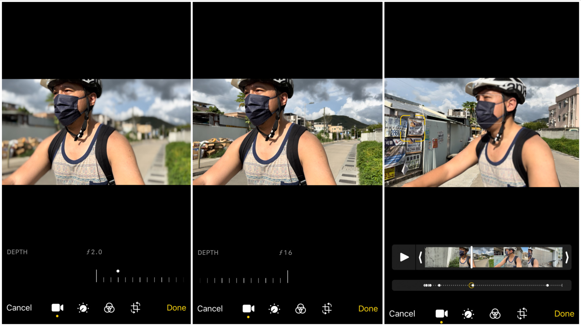 Cinematic Mode on the Apple iPhone 13 is a new feature that essentially adds an artificial digital blur to the background. The iPhone 13 allows post-shot adjusting of focus points and degree of blur. Photo: Ben Sin