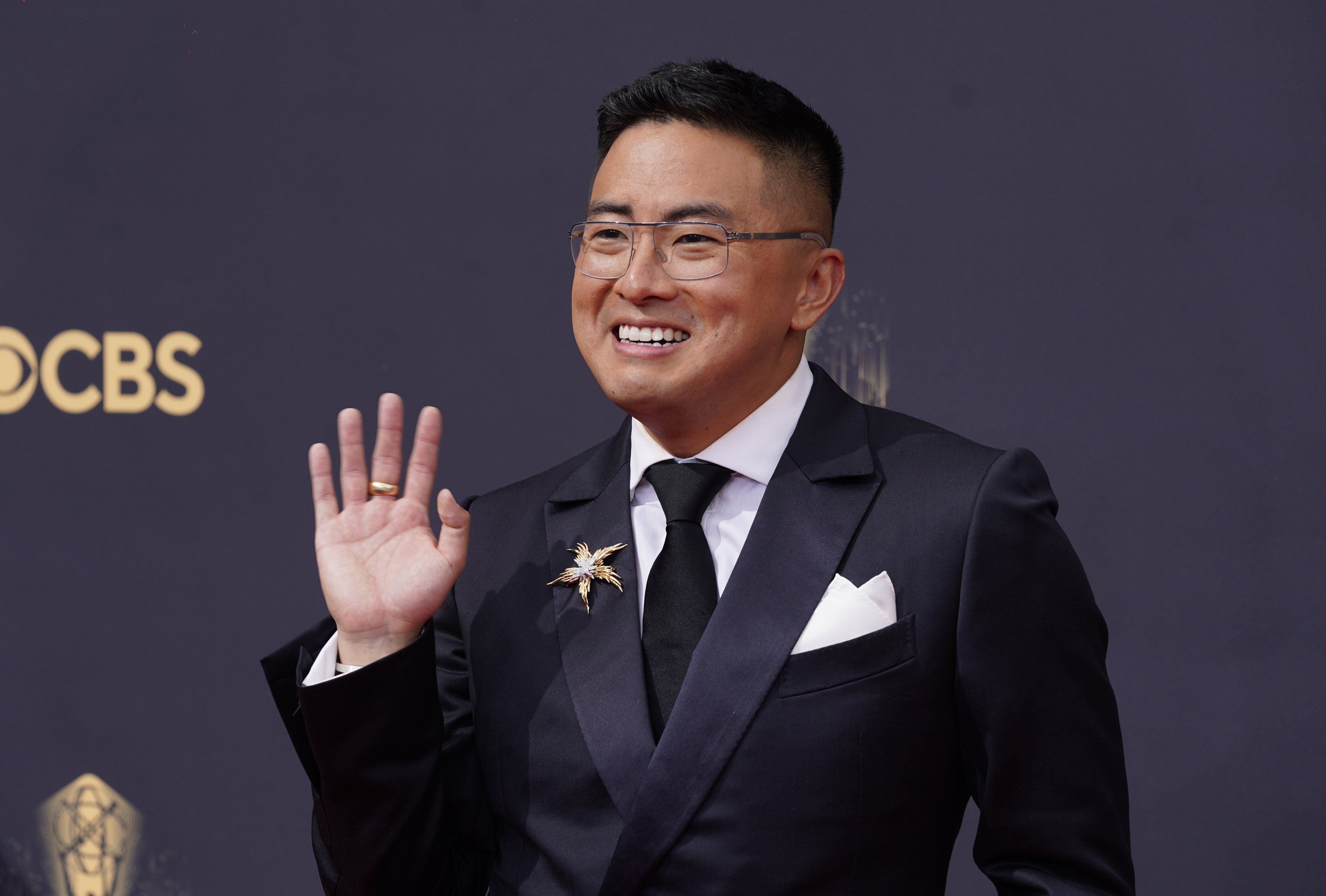 Bowen Yang arrives at the 73rd Primetime Emmy Awards on Sunday, Sept. 19, 2021, at L.A. Live in Los Angeles. (AP Photo/Chris Pizzello)