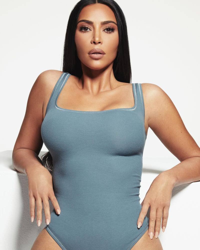 Kim Kardashian Black Shapewear Skims Bodysuit Instagram Spring