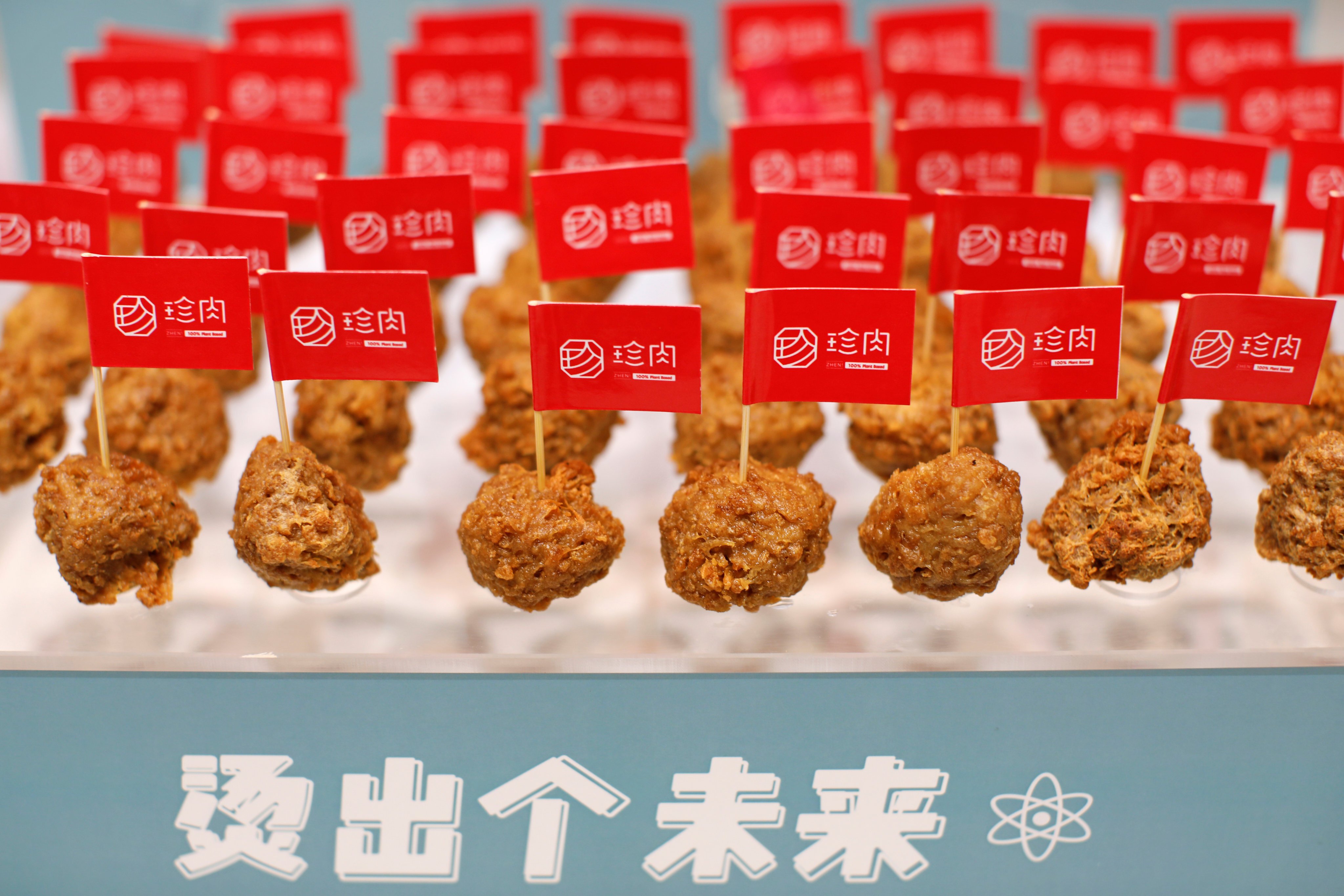 Plant-based meatballs by Zhenmeat displayed at a Hope Tree restaurant in Beijing on September 4, 2020. How seriously China takes alternative meat will determine the country’s contribution to the international biodiversity agenda. Photo: Reuters