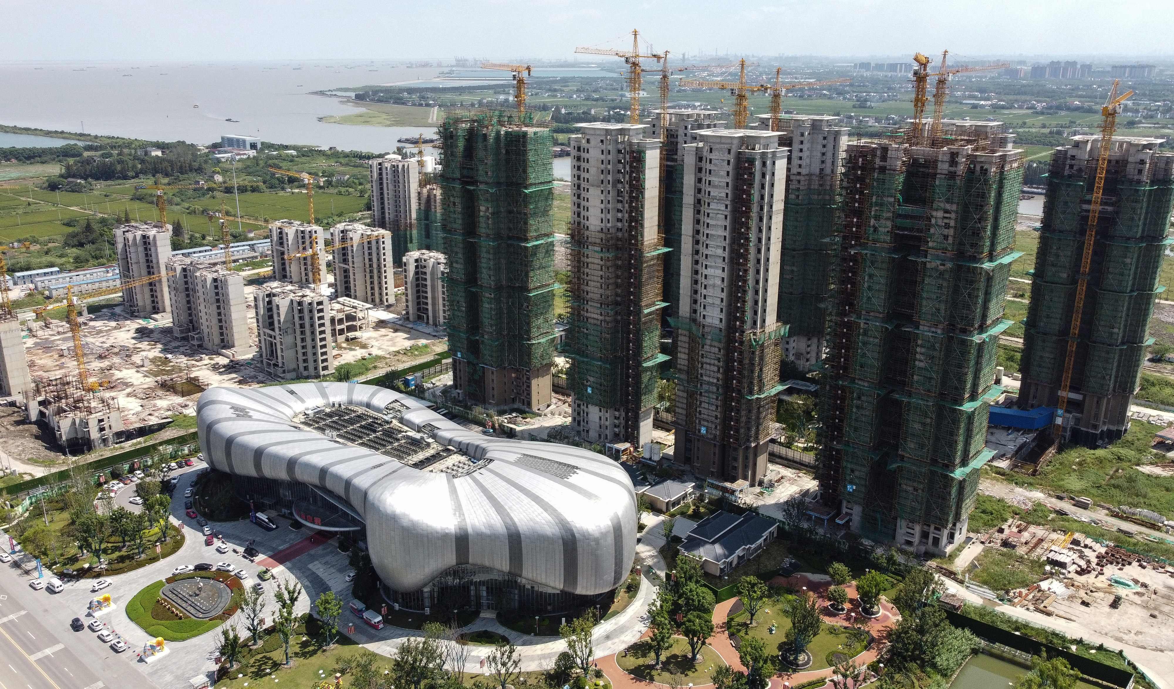 Construction has been halted at Evergrande Cultural Tourism City, a mixed-used residential-retail-entertainment development in Suzhou, eastern Jiangsu province, pictured on September 17. Photo: AFP