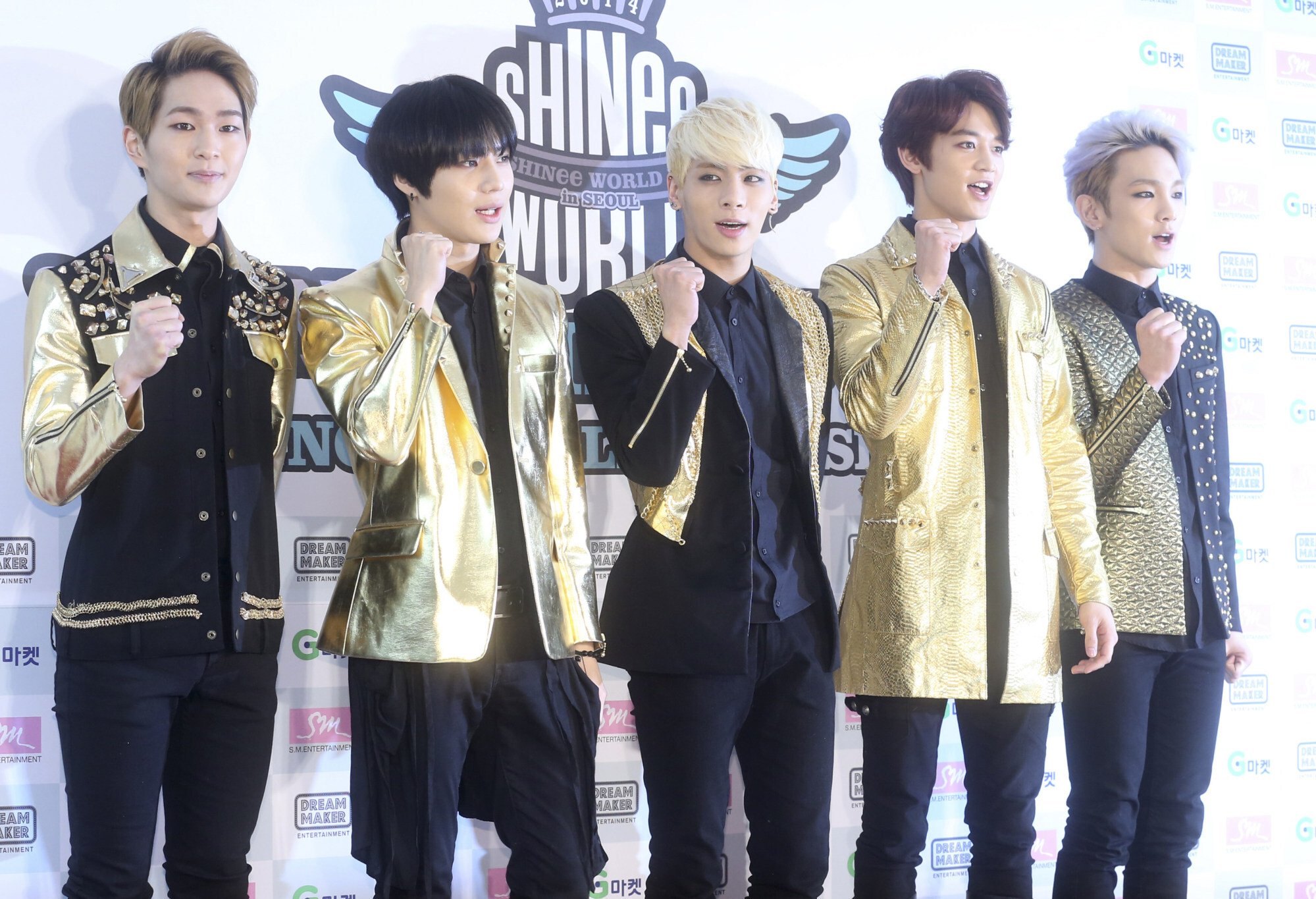Shinee in 2014 before its Shinee World 3 concert in Seoul. Photo: AFP