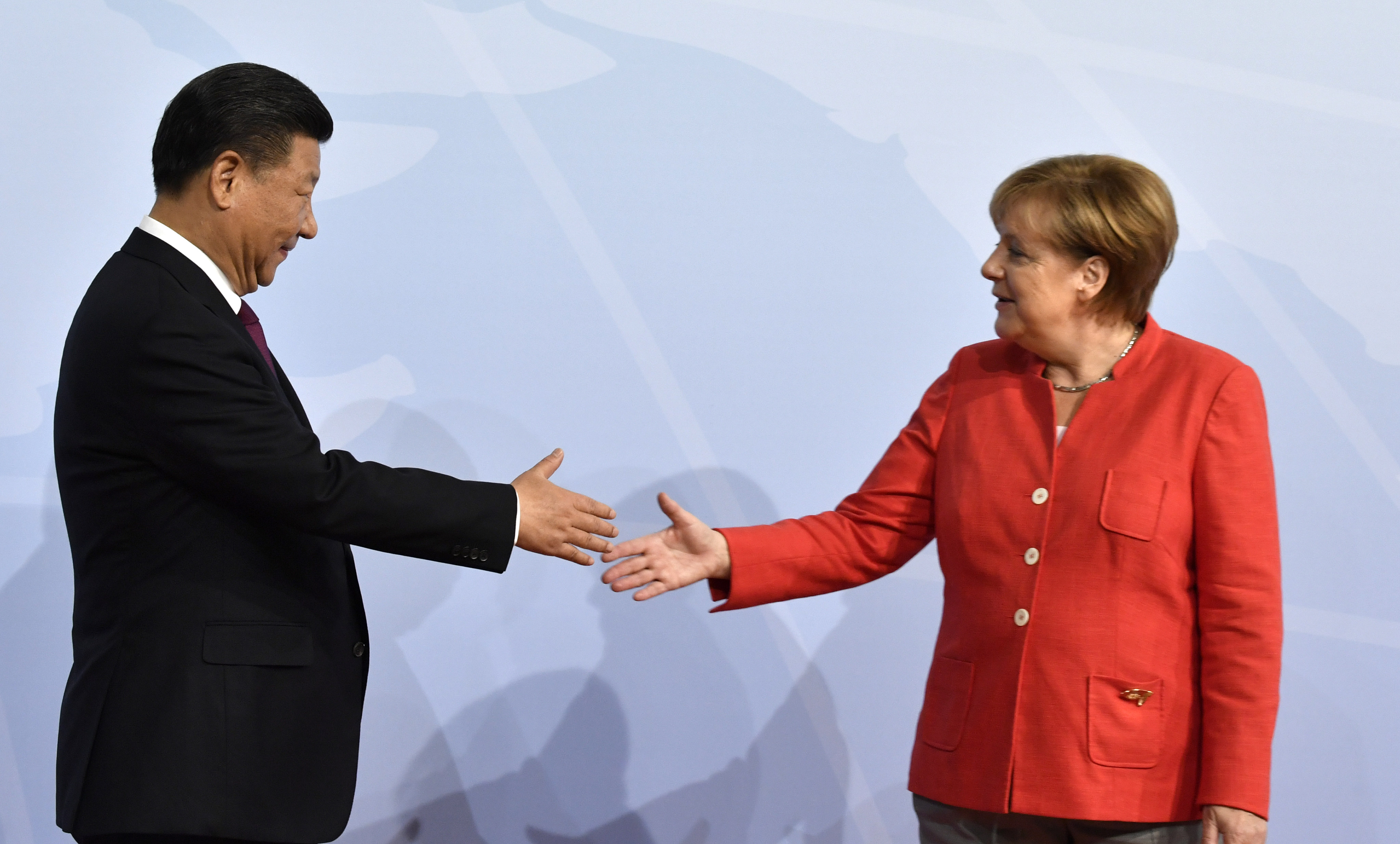 President Xi Jinping greets German Chancellor Angela Merkel at the Group of 20 summit in Hamburg, Germany, in 2017. Photo: Getty Images