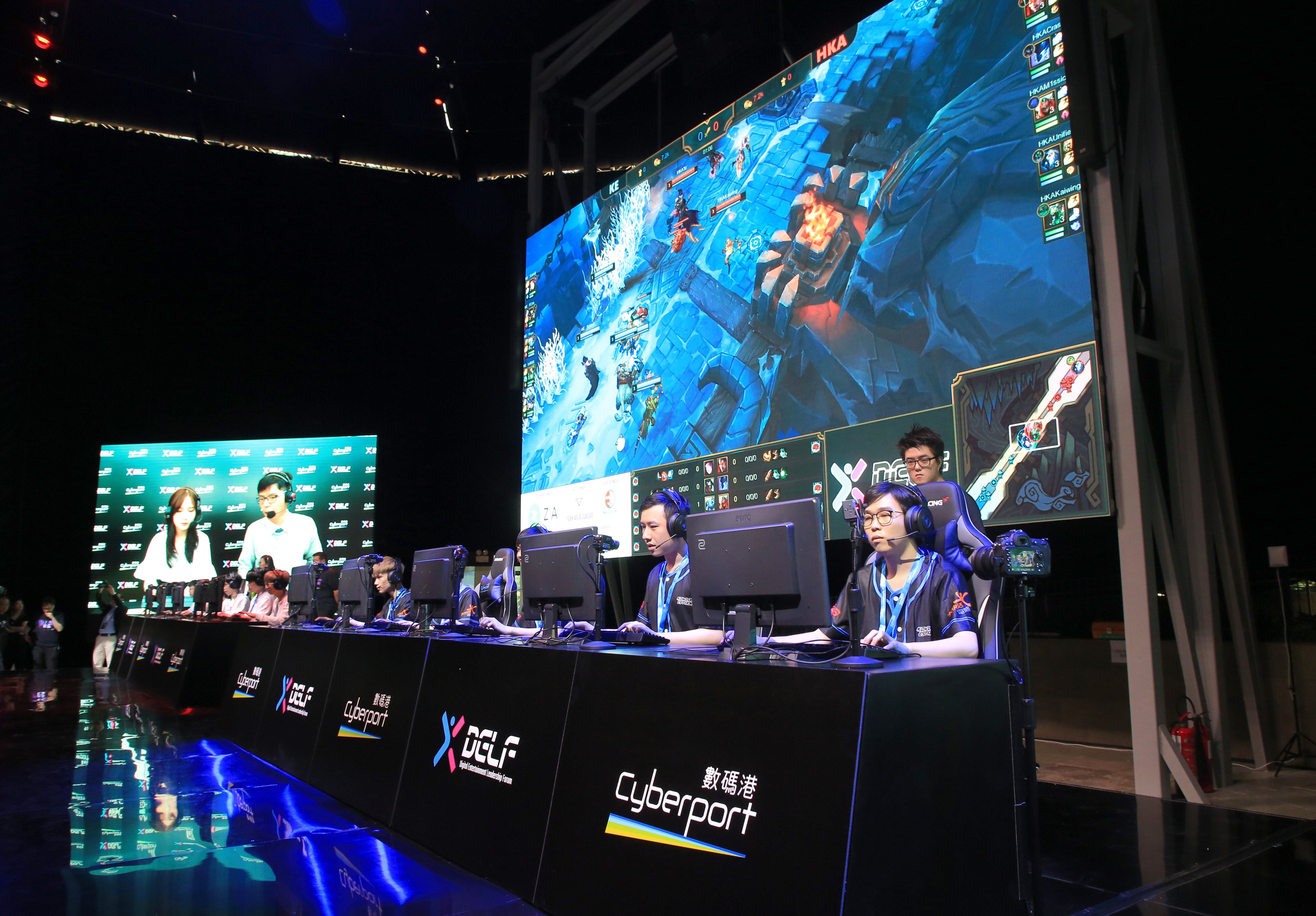 Hong Kong esports teams play an exhibition game at Cyberport’s esports arena in July 2019. Photo: Handout