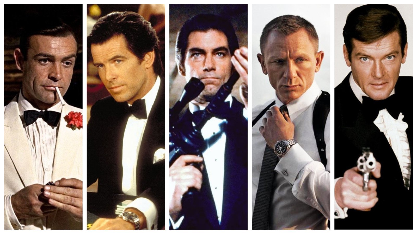 How has James Bond’s style changed over the years? Here’s how actors Sean Connery, Pierce Brosnan, Timothy Dalton, Daniel Craig and Roger Moore dressed while portraying the iconic 007. Photos: @FilmEasterEggs, @007, @Masquerade2376, @tiernysimon/Twitter; Sony Pictures