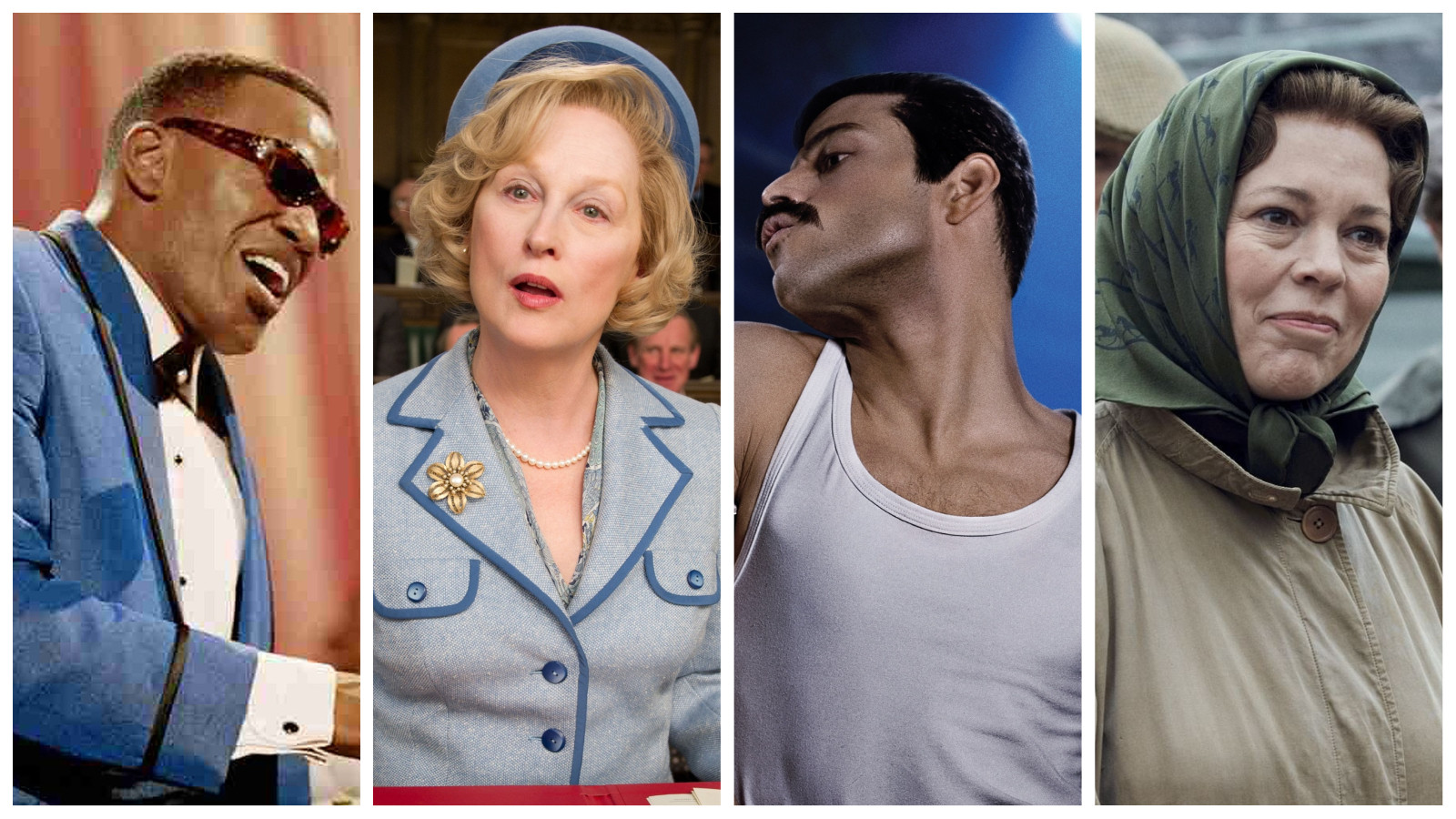 Jamie Foxx, Meryl Streep, Rami Malek and Olivia Coleman ... these actors all delivered award-winning performances in their portrayals of famous figures. Photos: Reuters, Handout, MovieStillsDB, @TheCrownNetflix/Twitter