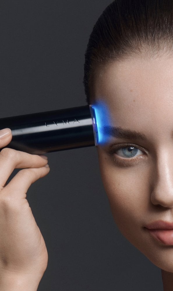 A model demonstrates the Lyma Laser, launched in Europe one year ago.