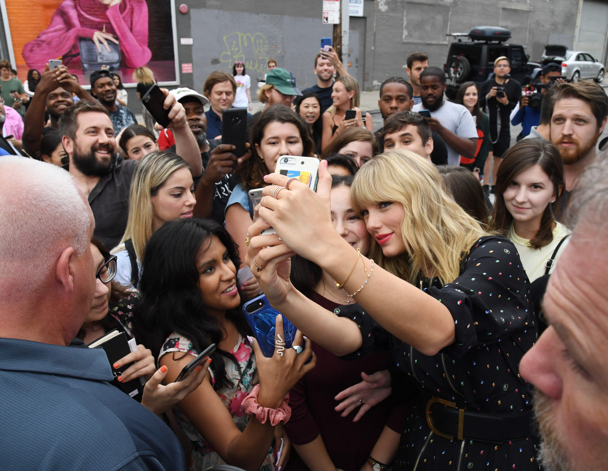 Taylor Swift with fans in New York – but she’s no native. Photo: Getty Images for Spotify
