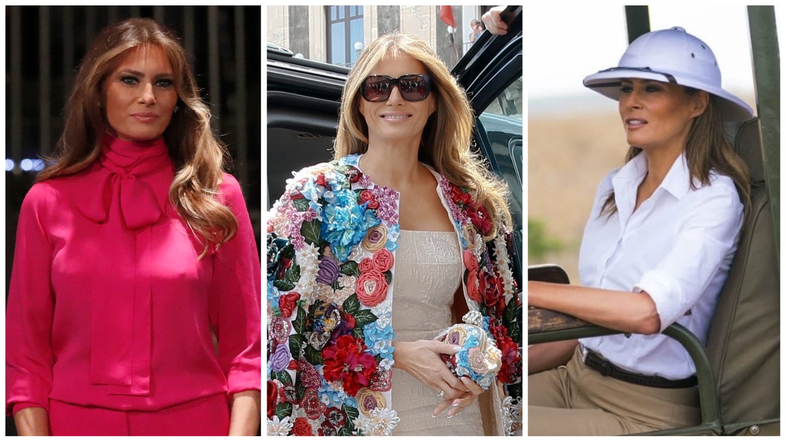 While she may not be a fashionista, Melania Trump has worn some fashion items that have been jaw dropping, but not for the right reasons. Photos: AFP, AP, @kwskenya/Twitter