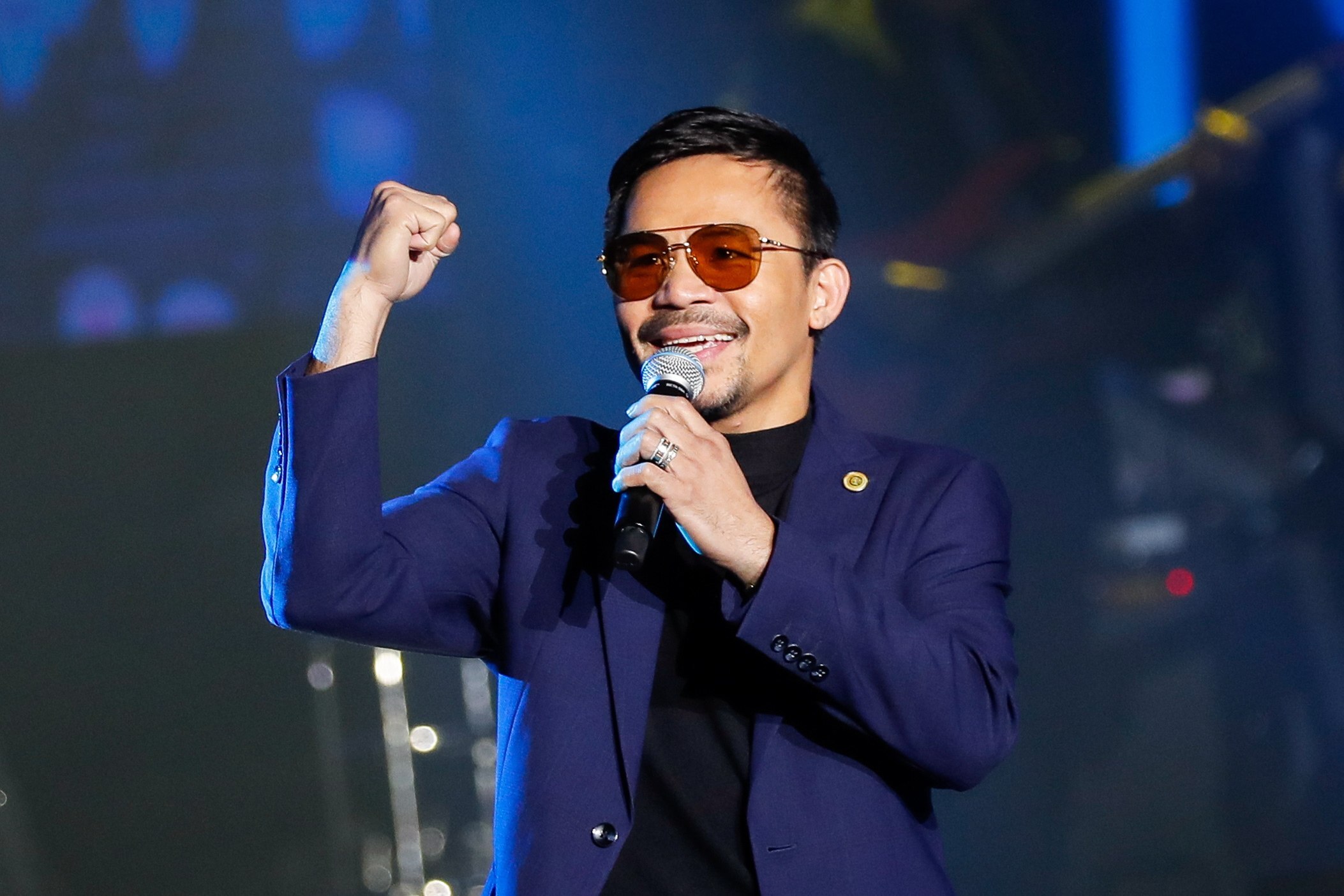 Legendary Filipino boxing champion and senator Manny Pacquiao at the launch of his own crypto currency in Manila in September 2019. In September, Pacquiao, the first fighter to be world champion at eight different weights, accepted the nomination of his PDP-Laban party to run for president in 2022. Photo: EPA-EFE