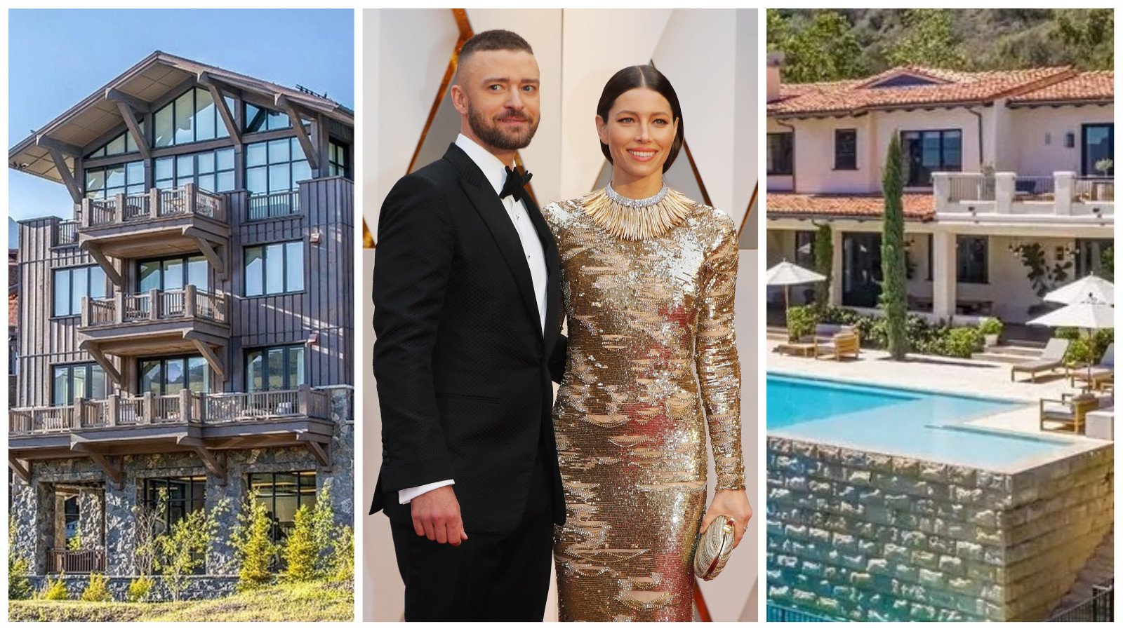 Justin Timberlake and Jessica Biel have several multi-million-dollar houses but are selling their LA mansion to find somewhere quieter and rural for their family to grow up in. Photos: @yellowstoneclub/Instagram, Reuters, realtor.com