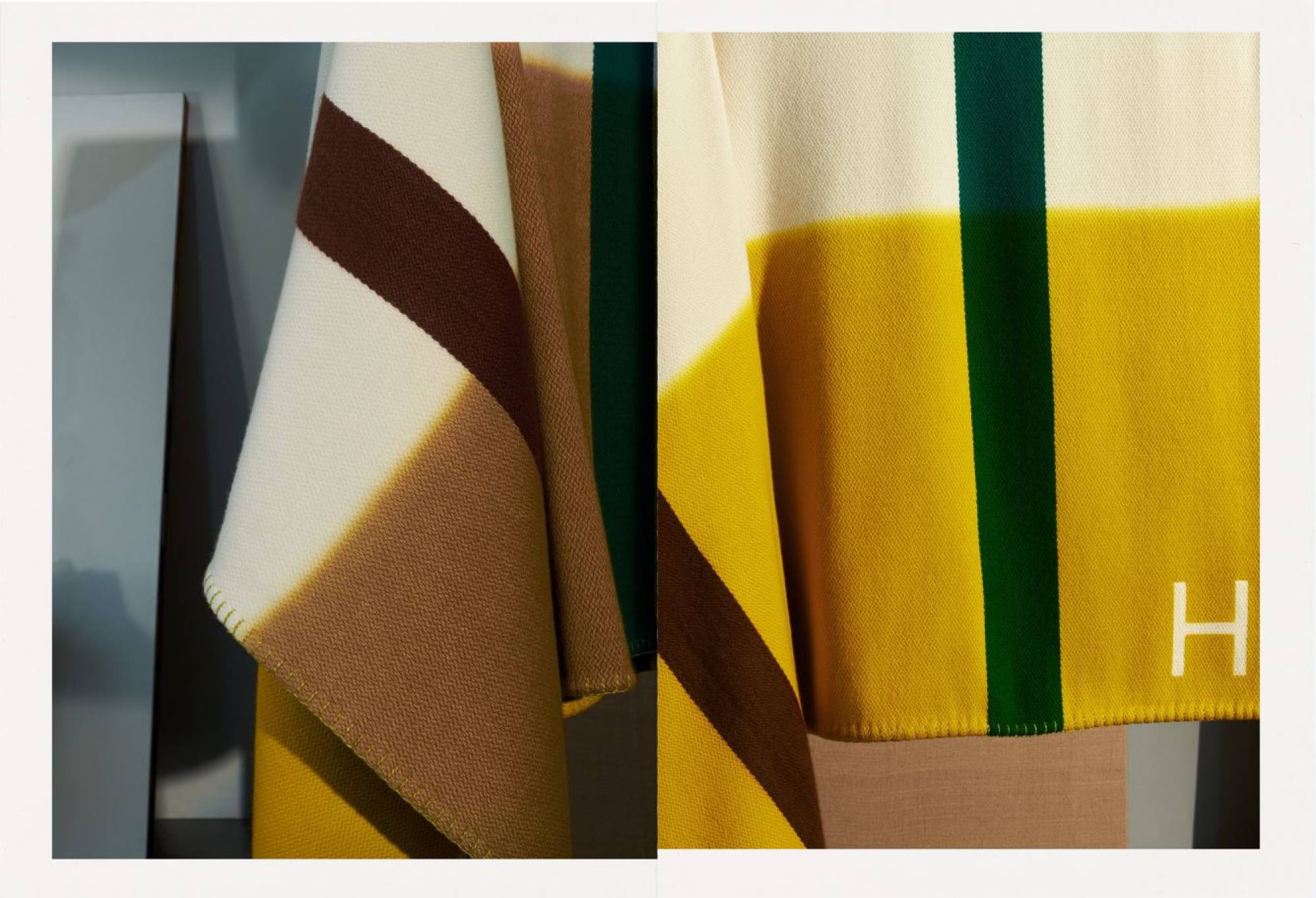 The H Dye plaid throw is 100 per cent cashmere and comes in a variety of gorgeous colour pairings. Photo: Hermès/Marvin Leuvrey
