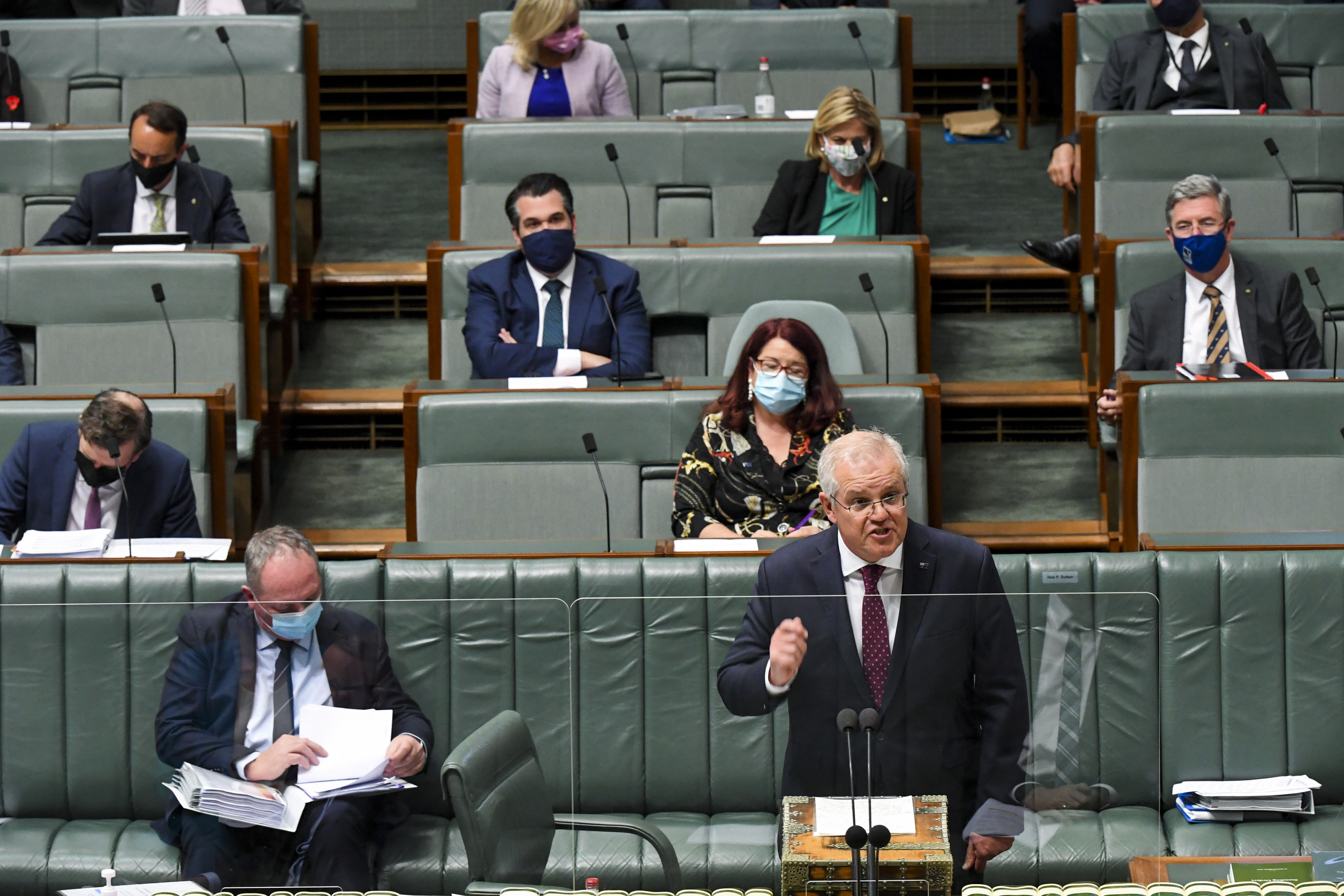 Australian Prime Minister Scott Morrison speaks during question time at Parliament House in Canberra on October 18. Photo: AAP 