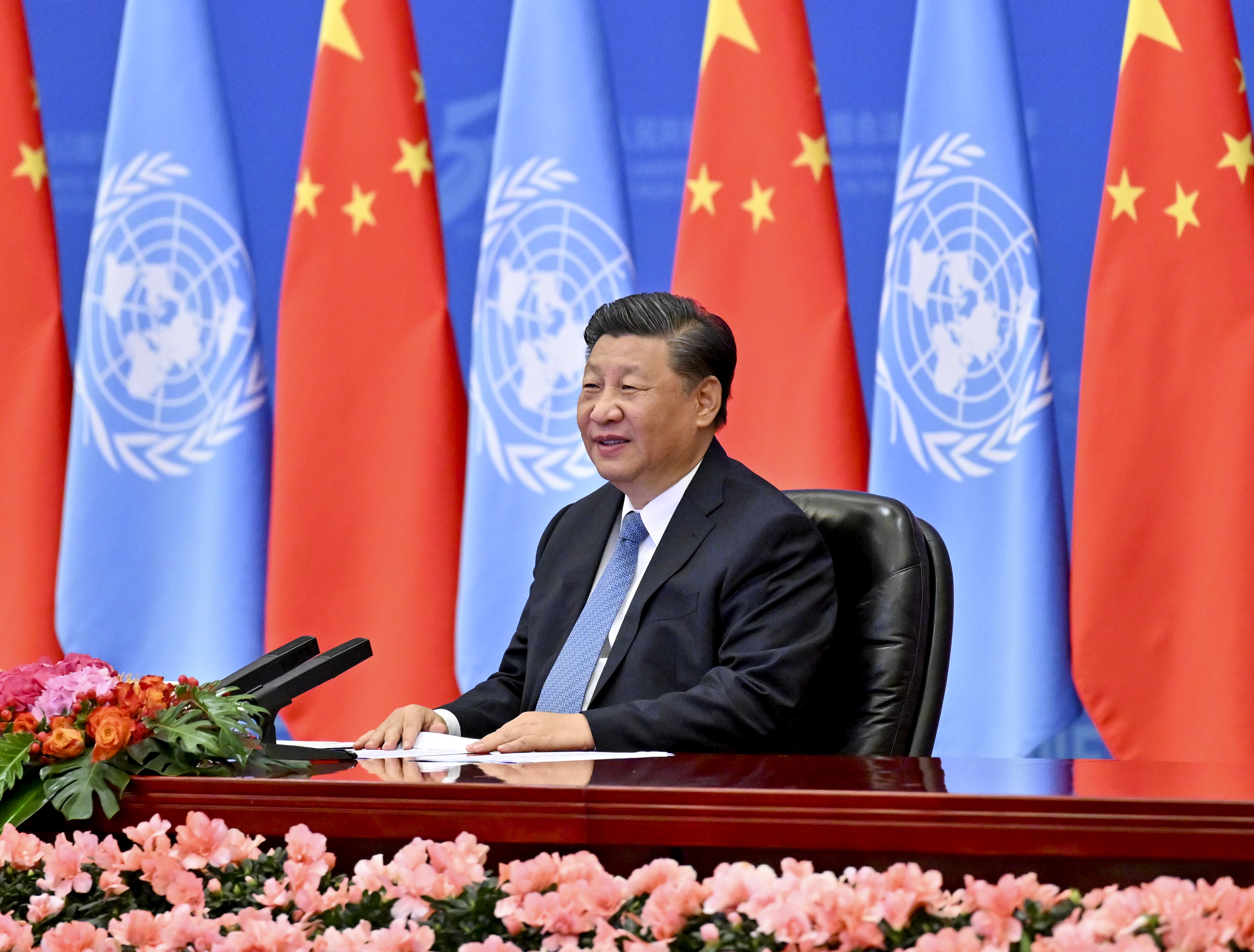 President Xi Jinping delivers a speech at a commemorative meeting in Beijing on October 25, marking the 50th anniversary of the restoration of the People’s Republic of China’s lawful seat in the United Nations. Photo: Xinhua