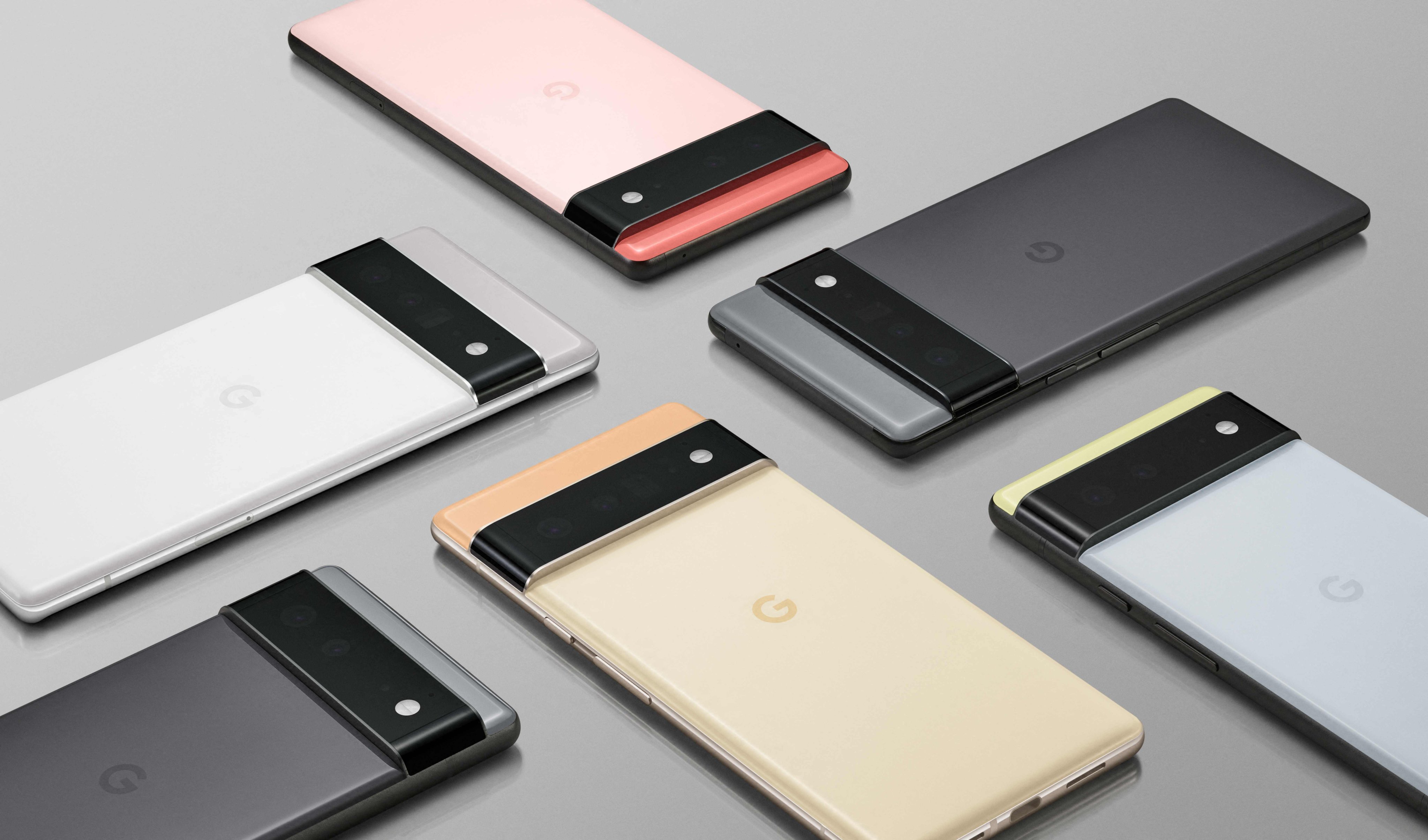 The new Google Pixel 6 and 6 Pro smartphones come in a variety of soft pastel colours. Photo: AFP