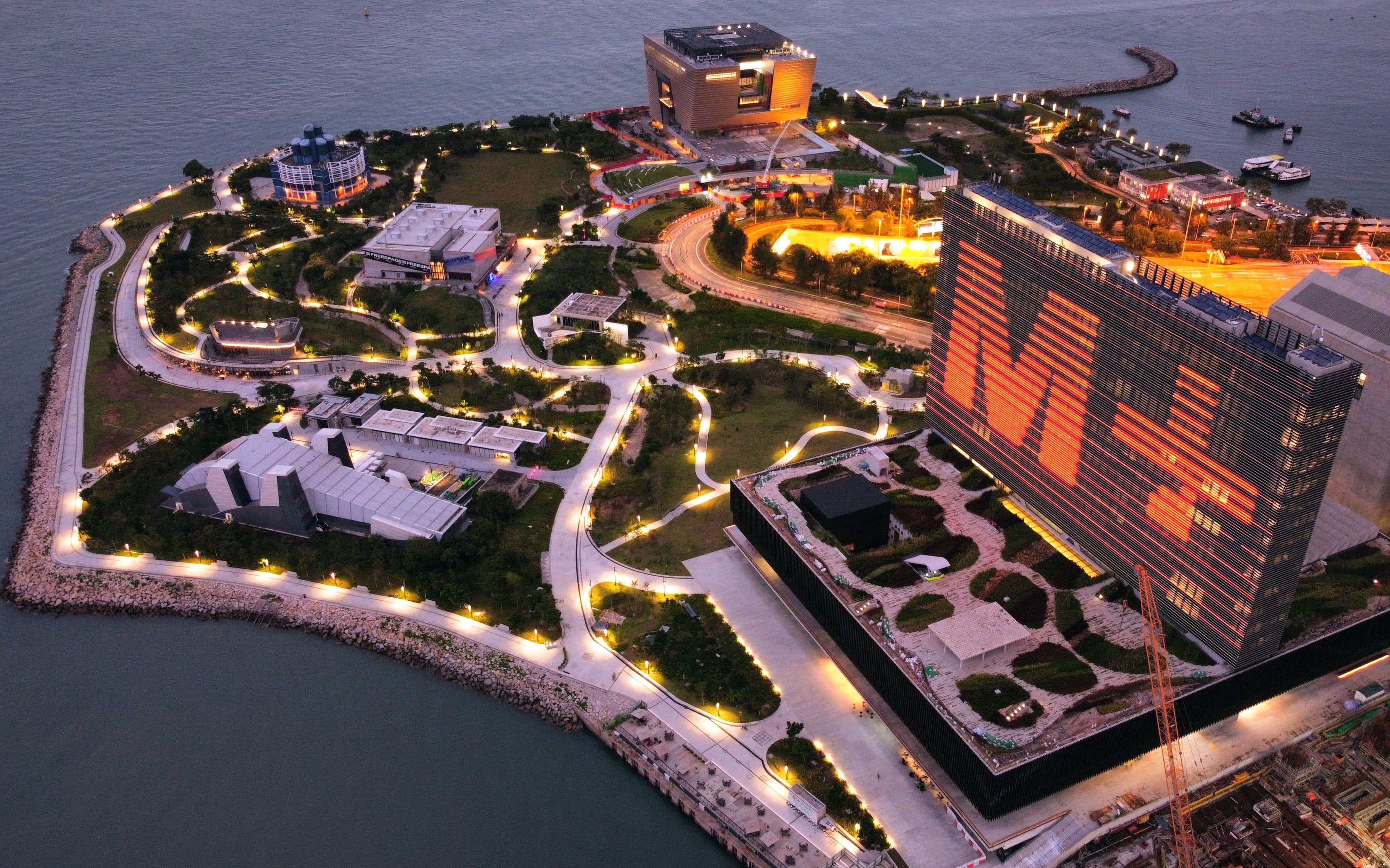 A night view of the M+ museum and the West Kowloon arts hub in Hong Kong. The museum opened four years late and in a very different political and cultural climate from the one at the time the district was conceived in 1996. Photo: Martin Chan