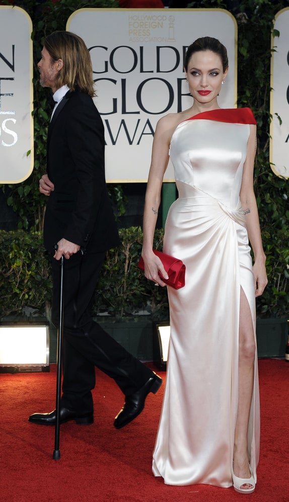 Brad Pitt and Angelina Jolie arrive at the 69th Annual Golden Globe Awards in January 2012, in Los Angeles. Photo: AP Photo