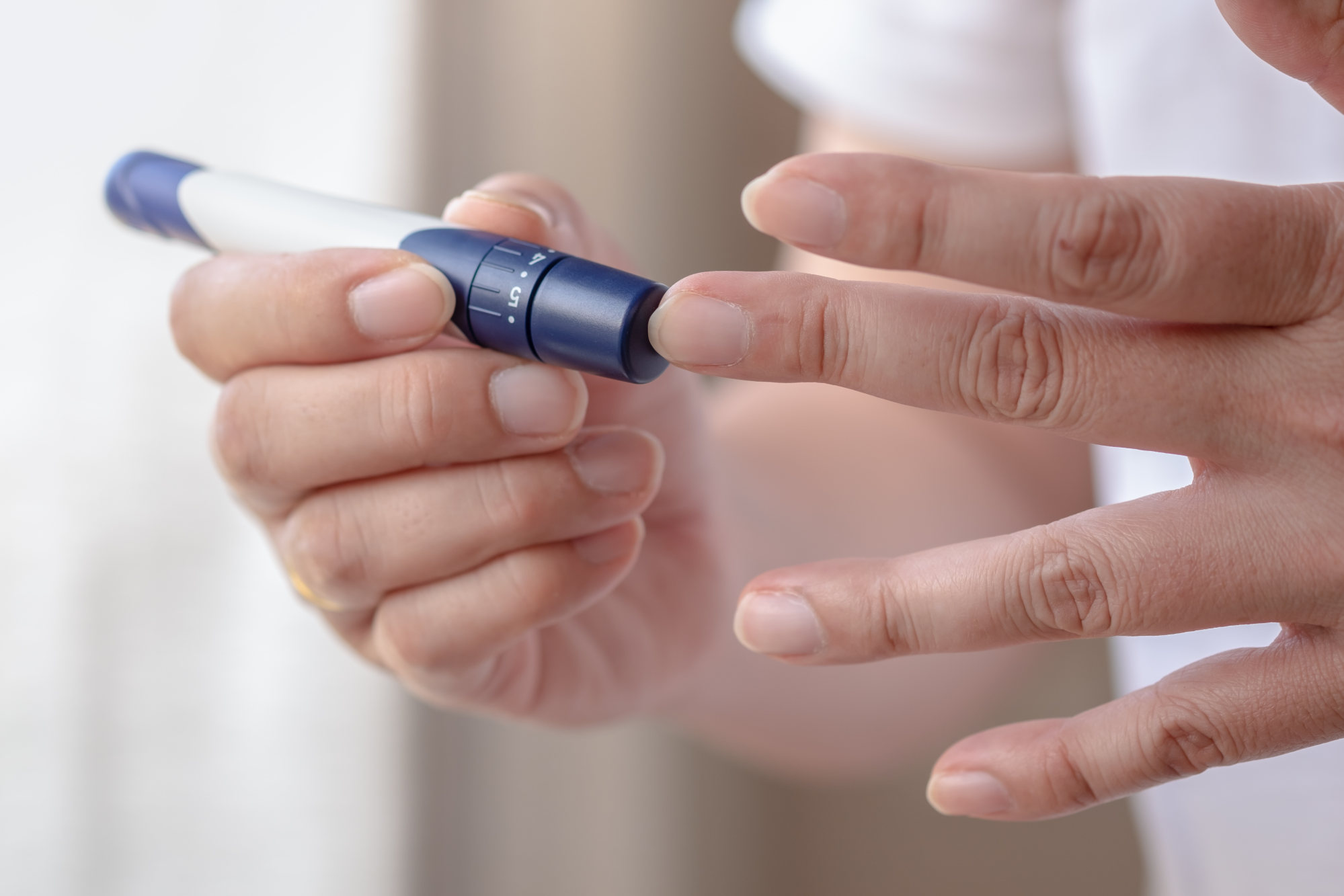 Glucose monitoring devices check a person’s blood sugar level. Shutterstock
