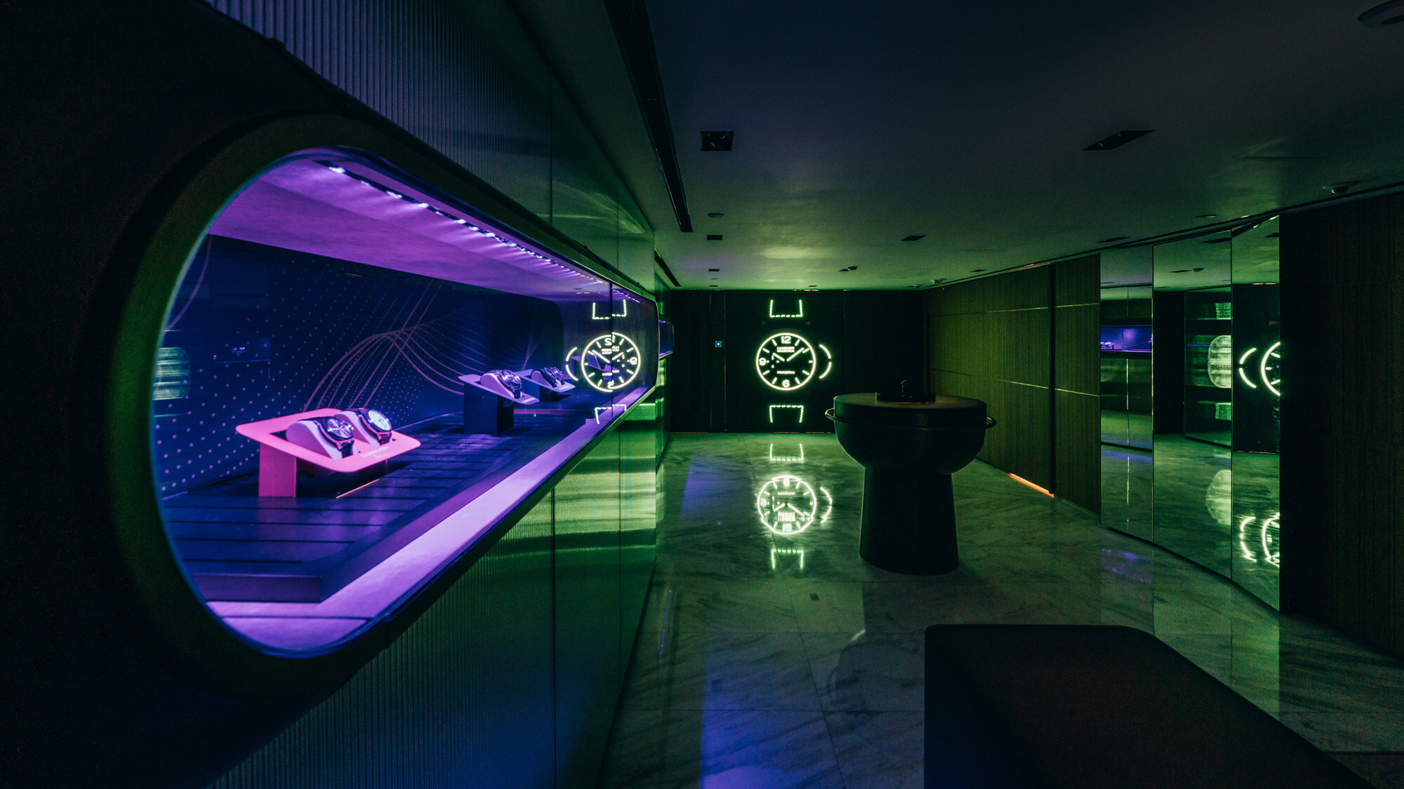 Panerai’s flagship boutique in Tsim Sha Tsui, Hong Kong, with light installations. Photos: Panerai