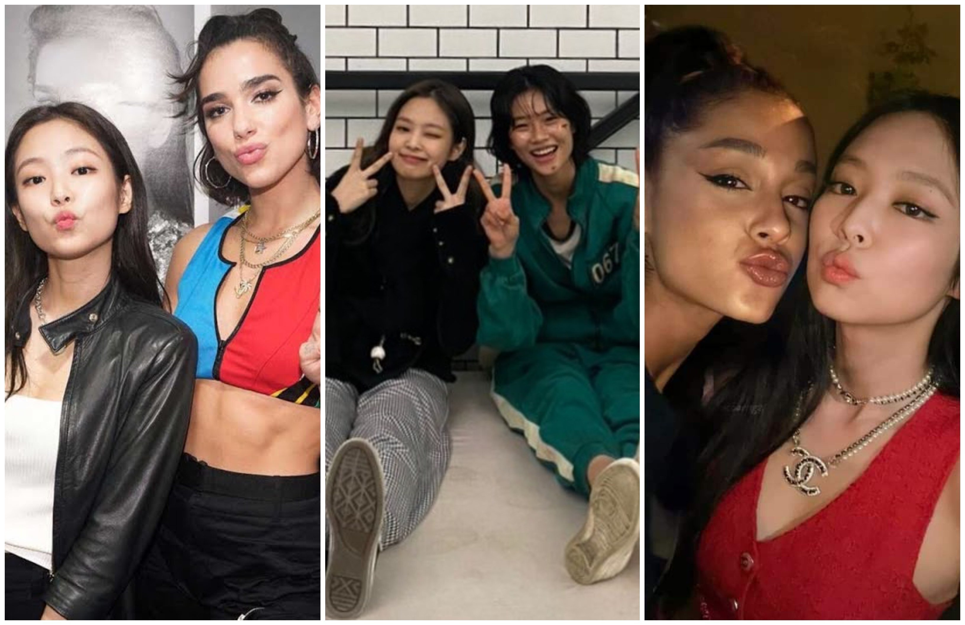 Blackpink’s Jennie’s besties: Dua Lipa, Squid Game’s Jung Ho-yeon and Ariana Grande. Photos: @dualipa, @hoooooyeony/Instagram; @arianagrande/Twitter