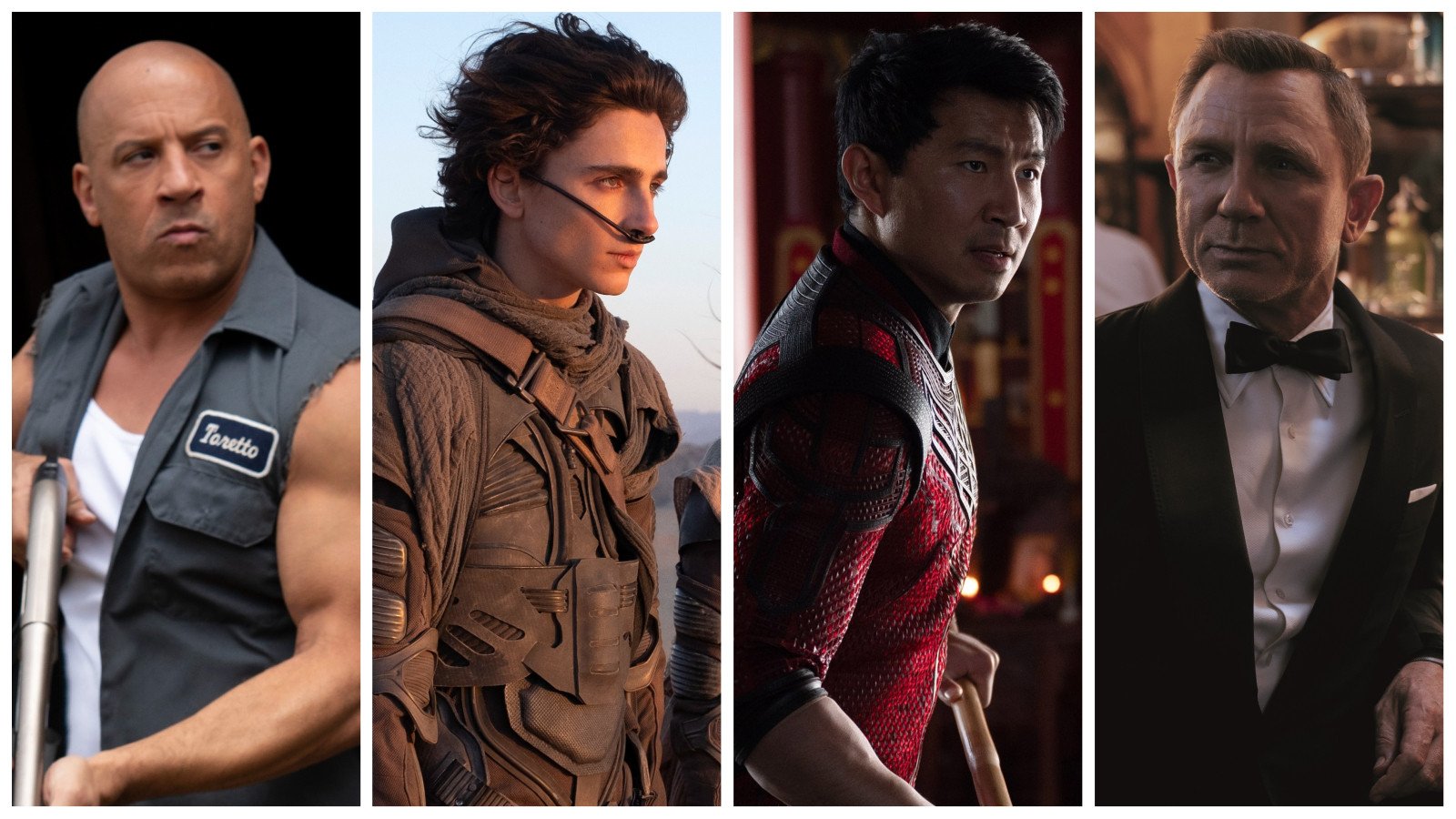 F9, Dune, Marvel’s Shang-Chi and James Bond flick No Time to Die were among 2021’s highest-grossing films at the global box office. Photos: Universal Pictures, AP, TNS, Danjaq, LLC and MGM