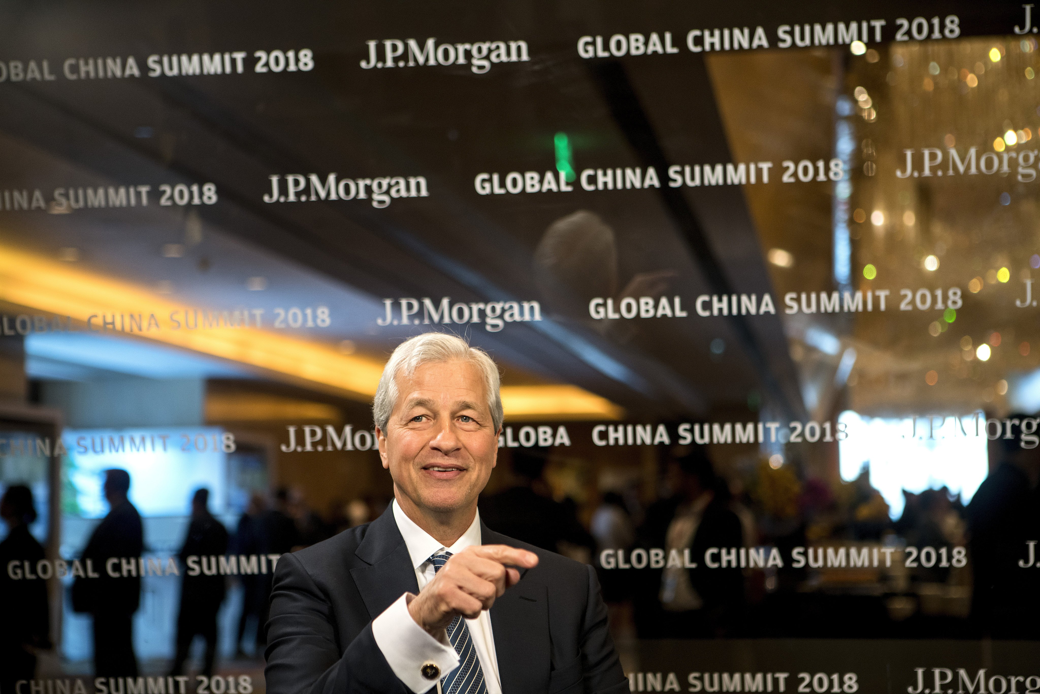 JPMorgan Chase CEO Jamie Dimon speaks on the sidelines of the Global China Summit in Beijing on May 8, 2018. Dimon became the latest high-profile visitor to avoid Hong Kong’s strict quarantine rules, following on from Nicole Kidman. Photo: Bloomberg