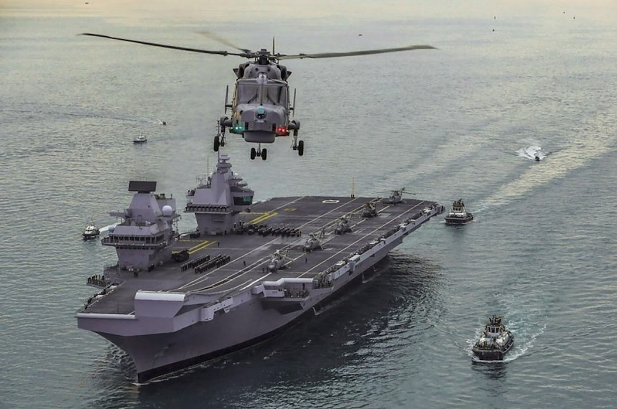 Britain’s HMS Queen Elizabeth and its Carrier Strike Group sailed through the South China Sea in July 2021. Photo: Twitter