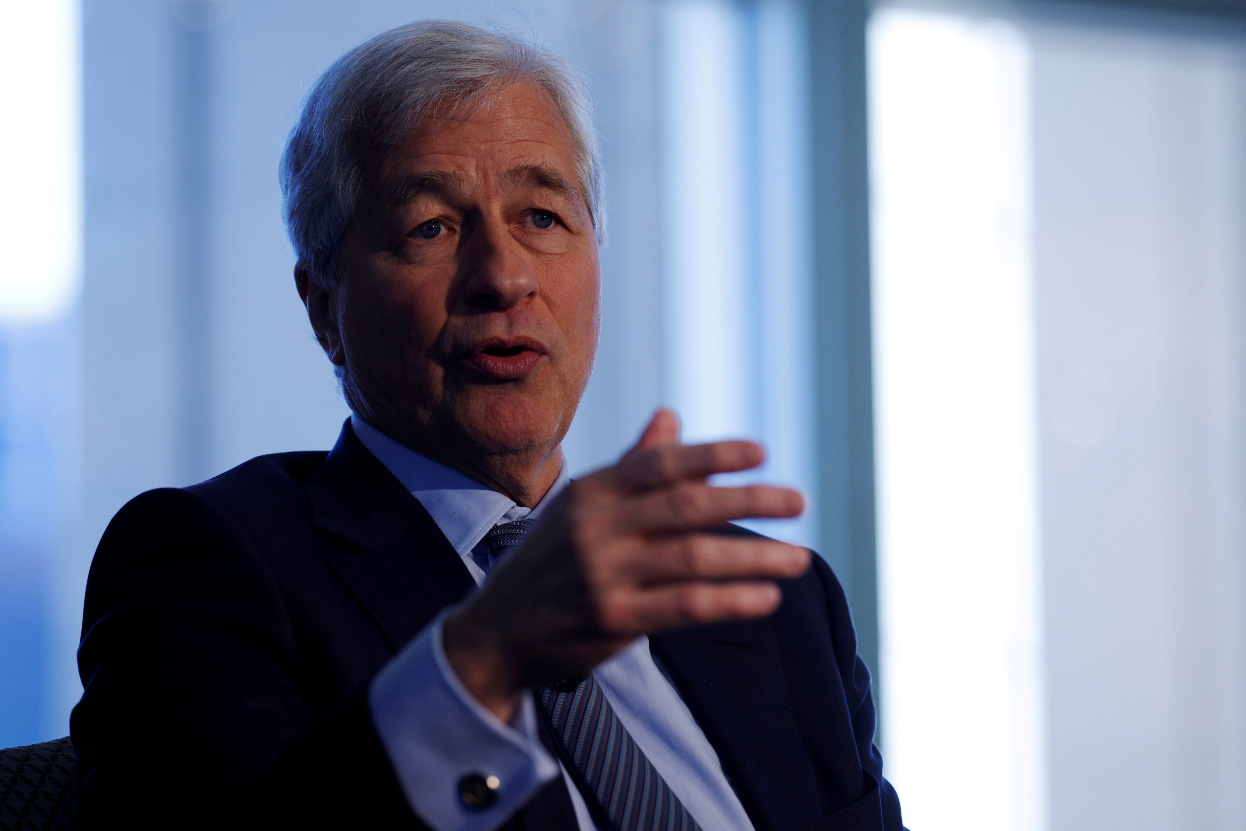 JPMorgan CEO Jamie Dimon speaks at a Boston College Chief Executives Club lunch event on Tuesday. Photo: Reuters