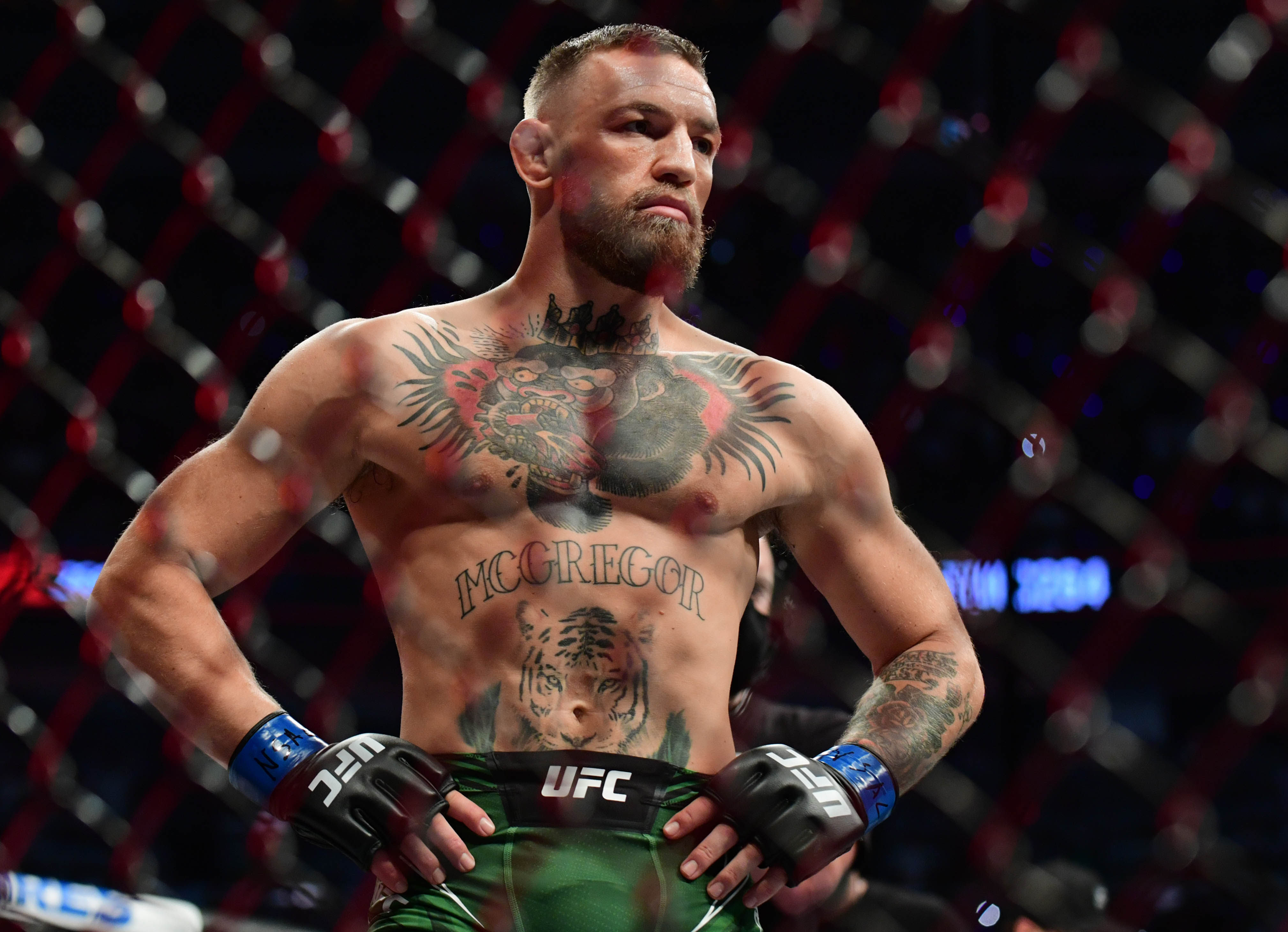 Conor McGregor looks on ahead of fighting Dustin Poirier at UFC 264. Photo: Gary A Vasquez/USA TODAY Sports