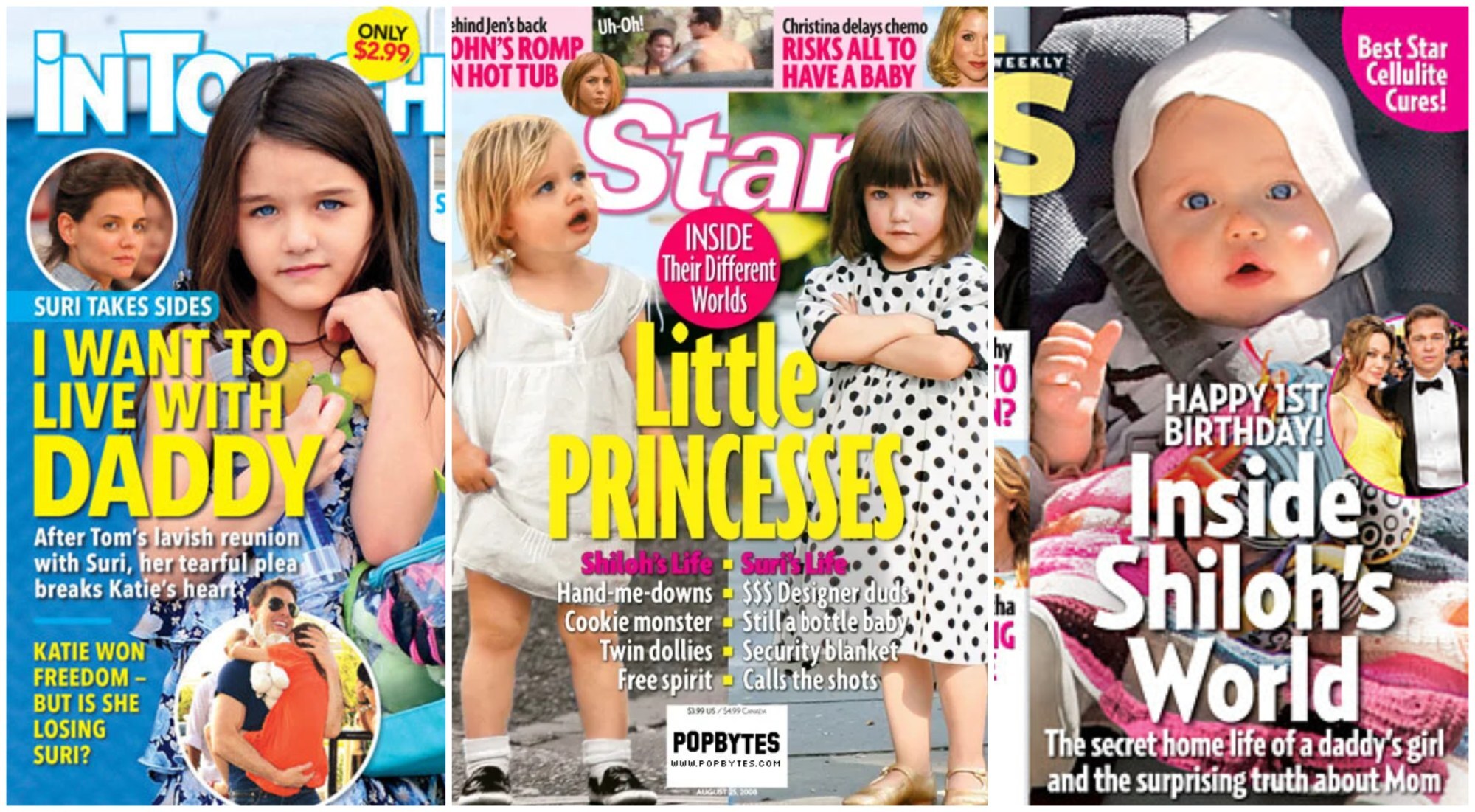 Shiloh Jolie-Pitt and Suri Cruise became tabloid darlings from the get-go. Photos: Handouts