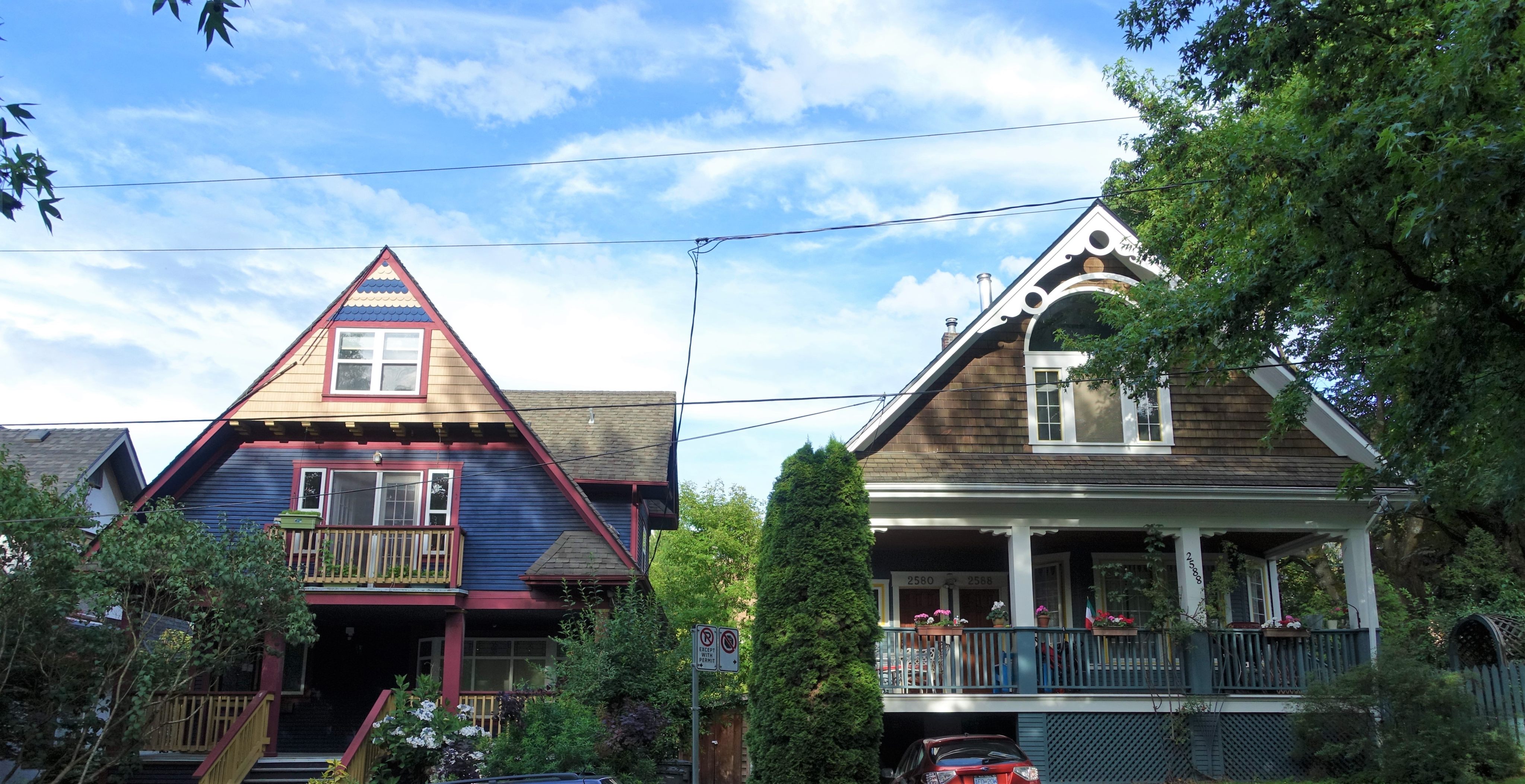 Colourful houses line a street in the Vancouver neighbourhood of Mount Pleasant. Photo: Ian Young