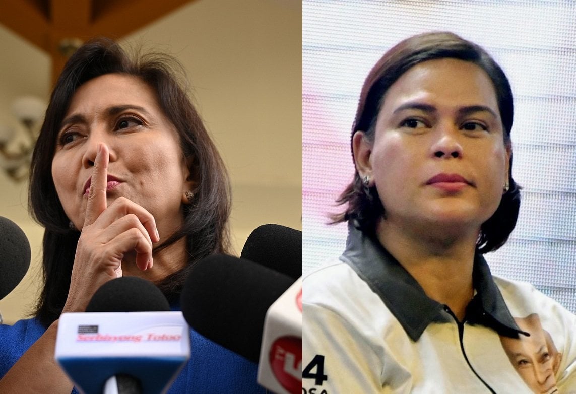 Leni Robredo and Sara Duterte-Carpio are seen in this combination photo. Photos: AFP/Kyodo