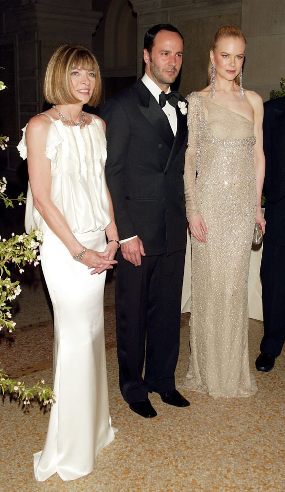 Anna Wintour, Tom Ford and Nicole Kidman attend the Costume Institute Benefit Gala sponsored by Gucci in 2003 at The Metropolitan Museum of Art in New York City. Photo: Getty Images