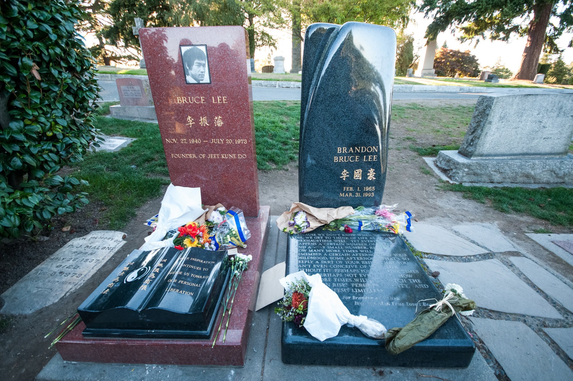 Lake View Cemetery, where Bruce Lee and his son Brandon Lee are buried. Photo: Elena Di Vincenzo/Archivio Elena Di Vincenzo/Mondadori Portfolio via Getty Images
