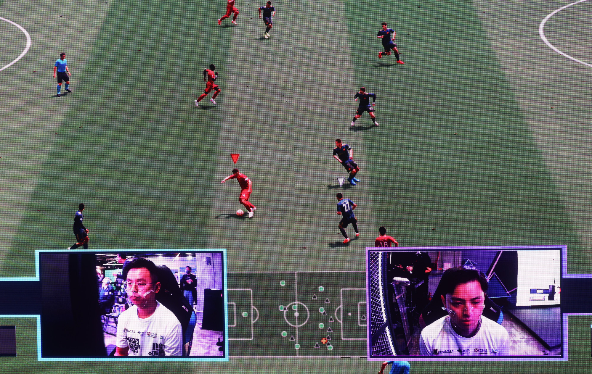 Hong Kong representative players Kenny Yung Shing-long (left) and Robbie Yau Man-lung at the FIFAe Nations Series 2022 – HKFA eFootball Open final at the CGA Esports Stadium, Mong Kok. Photo: SCMP / Dickson Lee