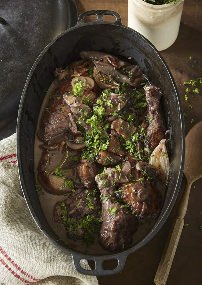 Coq au vin from The Official Downton Abbey Christmas Cookbook.