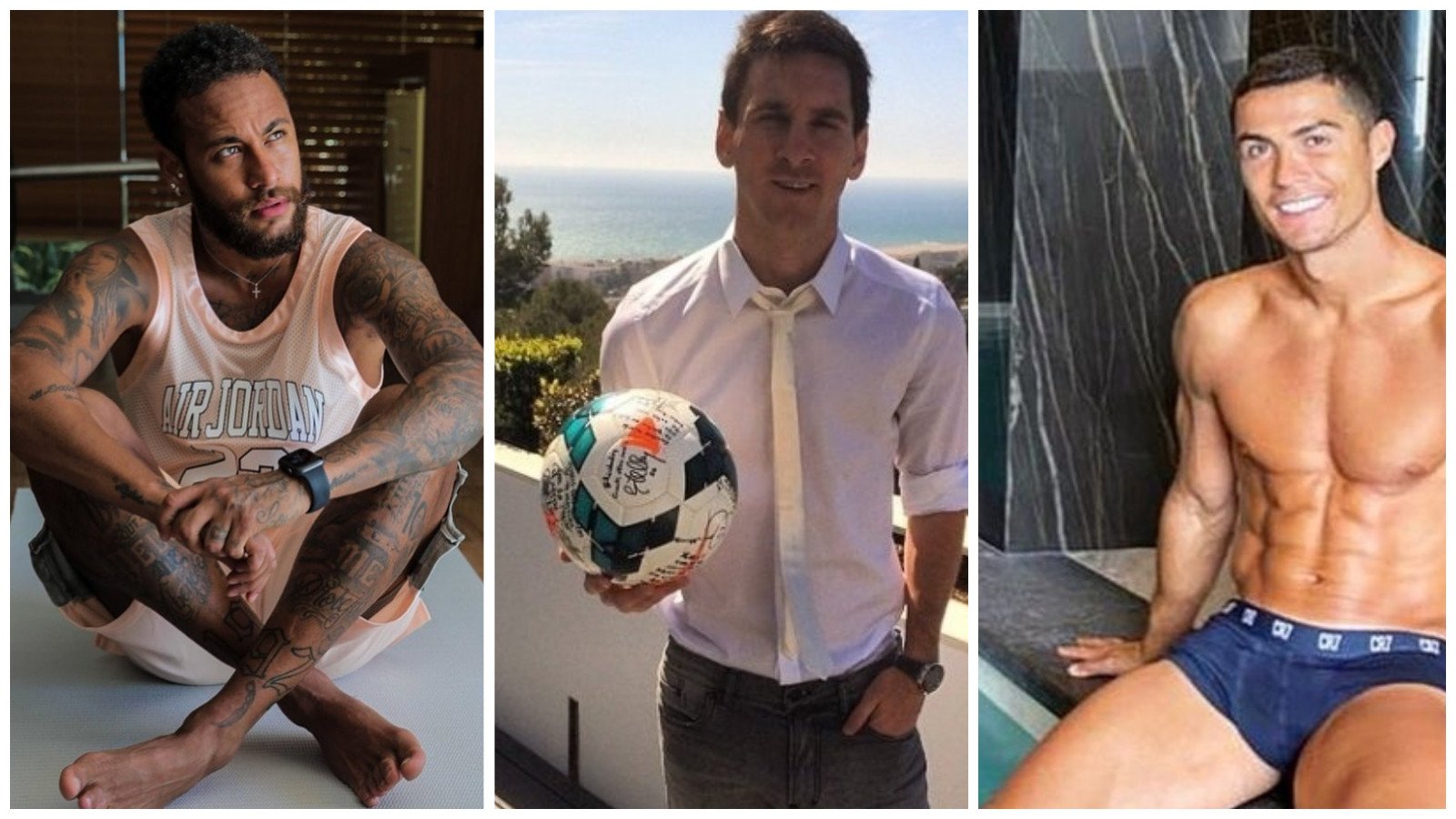 Football’s richest players Neymar, Lionel Messi and Cristiano Ronaldo live it up in luxury mansions. 
Photos: @neymarjr, @leomessi, @cristiano/Instagram