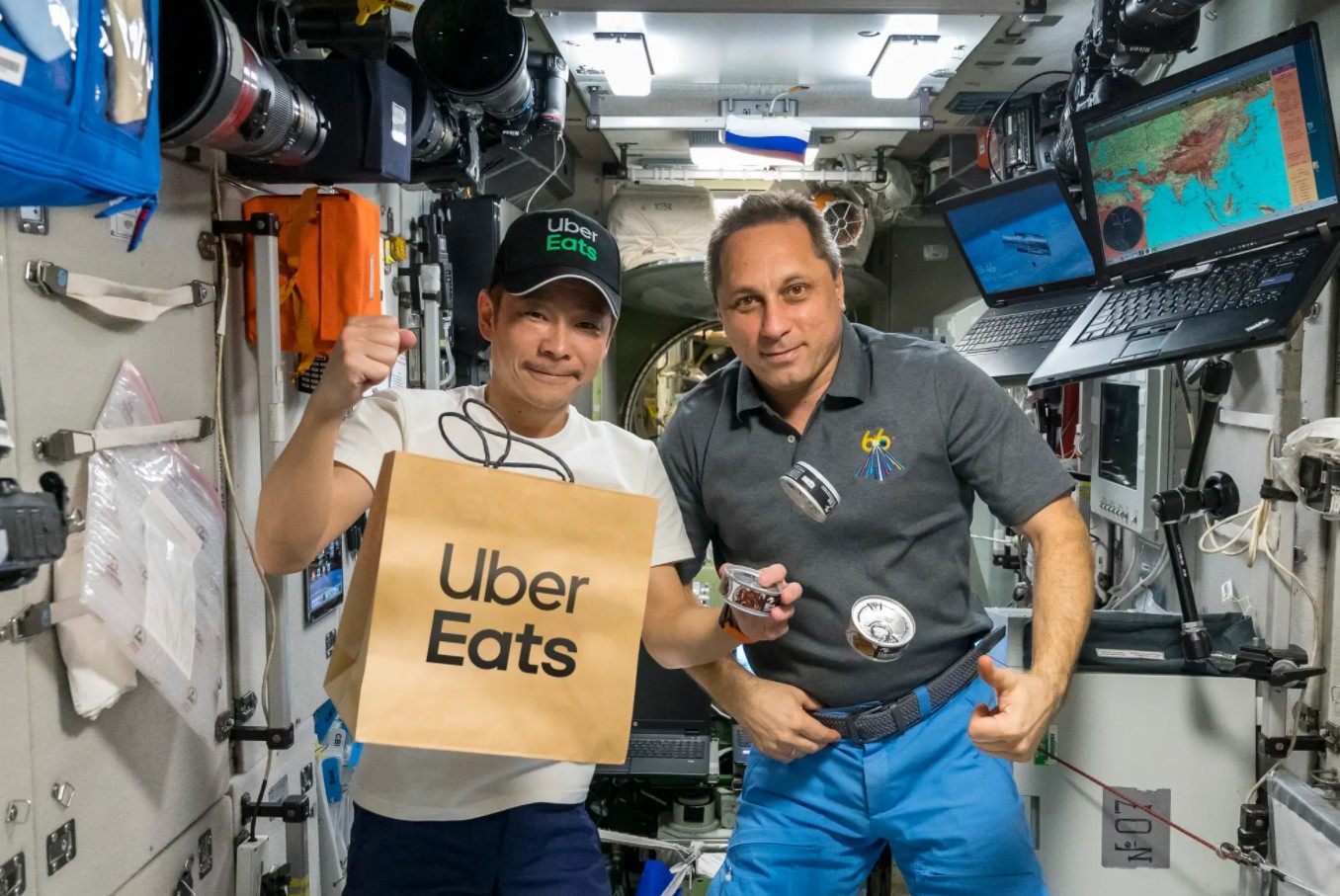Yusaku Maezawa aboard the International Space Station: The Japanese billionaire who “paid US$80 million” to deliver canned food to space. Photo: Uber Eats