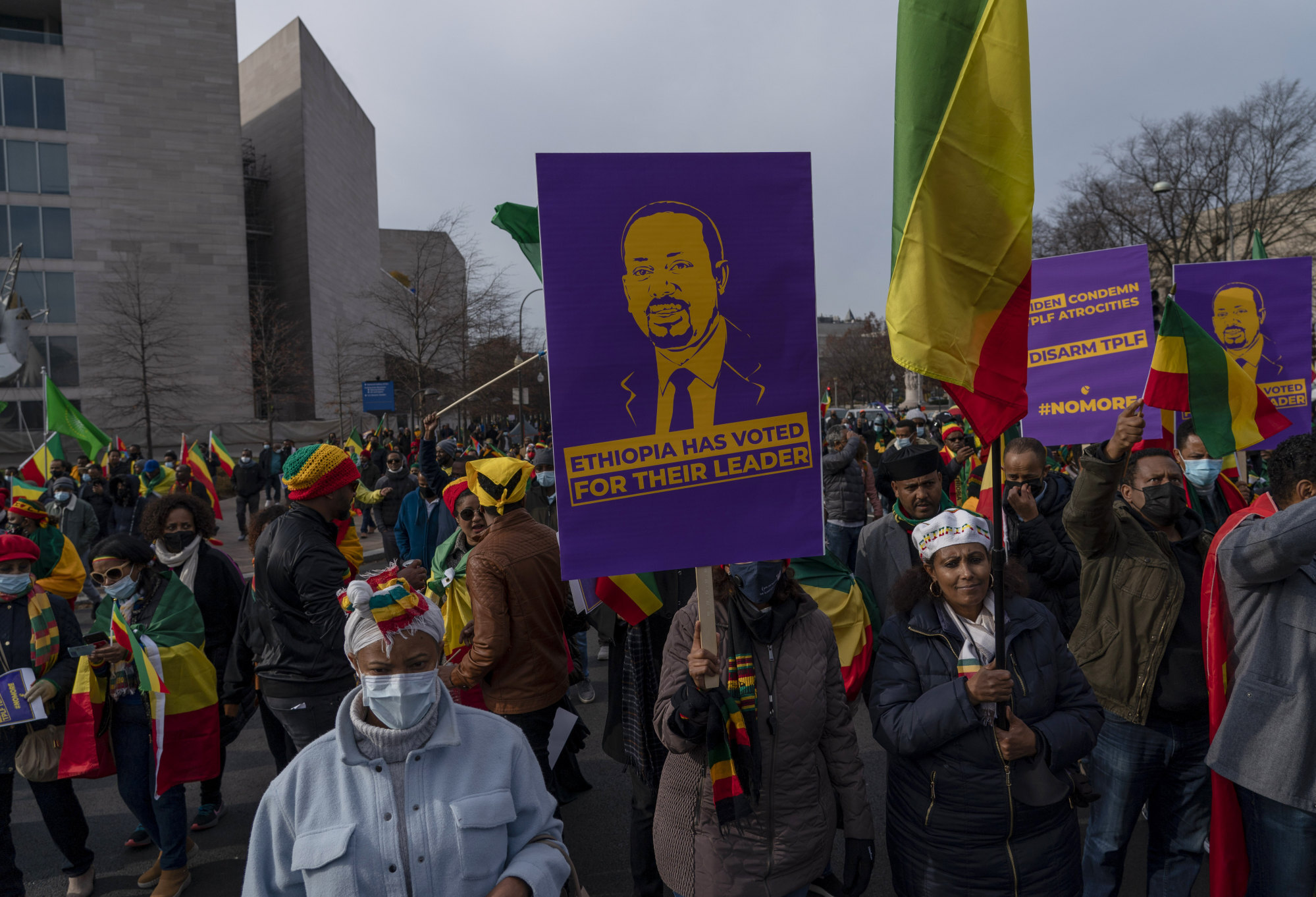 Supporters of Ethiopian Prime Minister Abiy Ahmed rally in Washington on December 10. Photo: AP