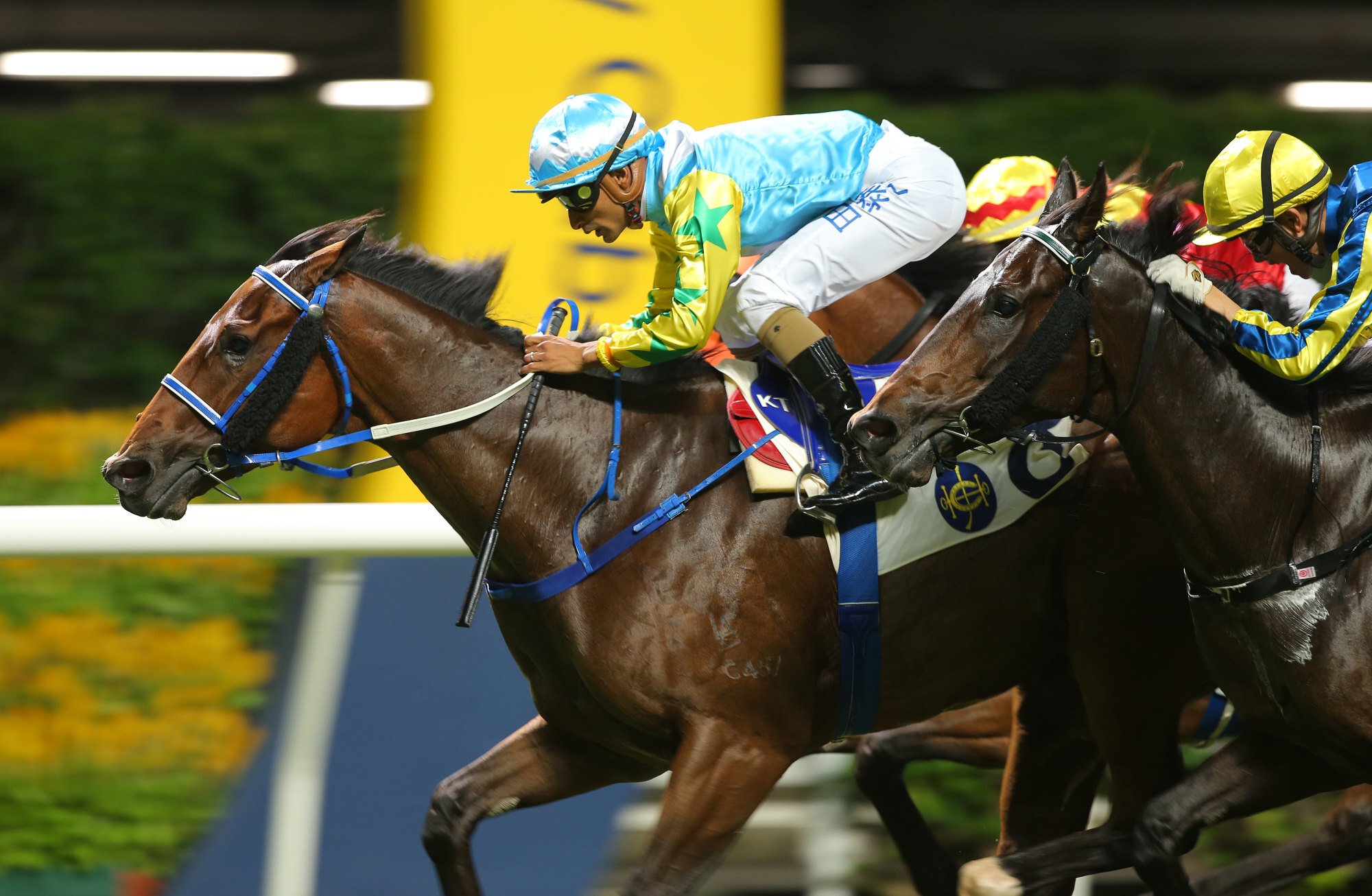 Karis Teetan guides Here Comes Ted to victory at Happy Valley last year.